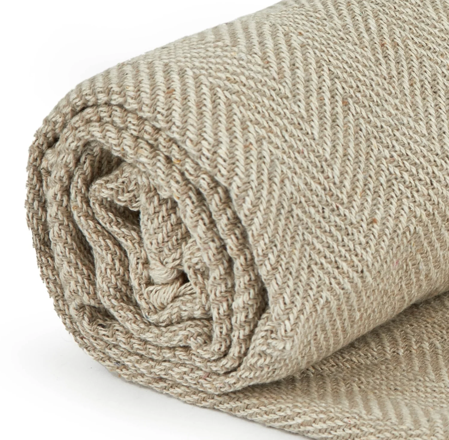 Herringbone - Recycled Cotton Throw In Natural (50" X 60") - Image 3