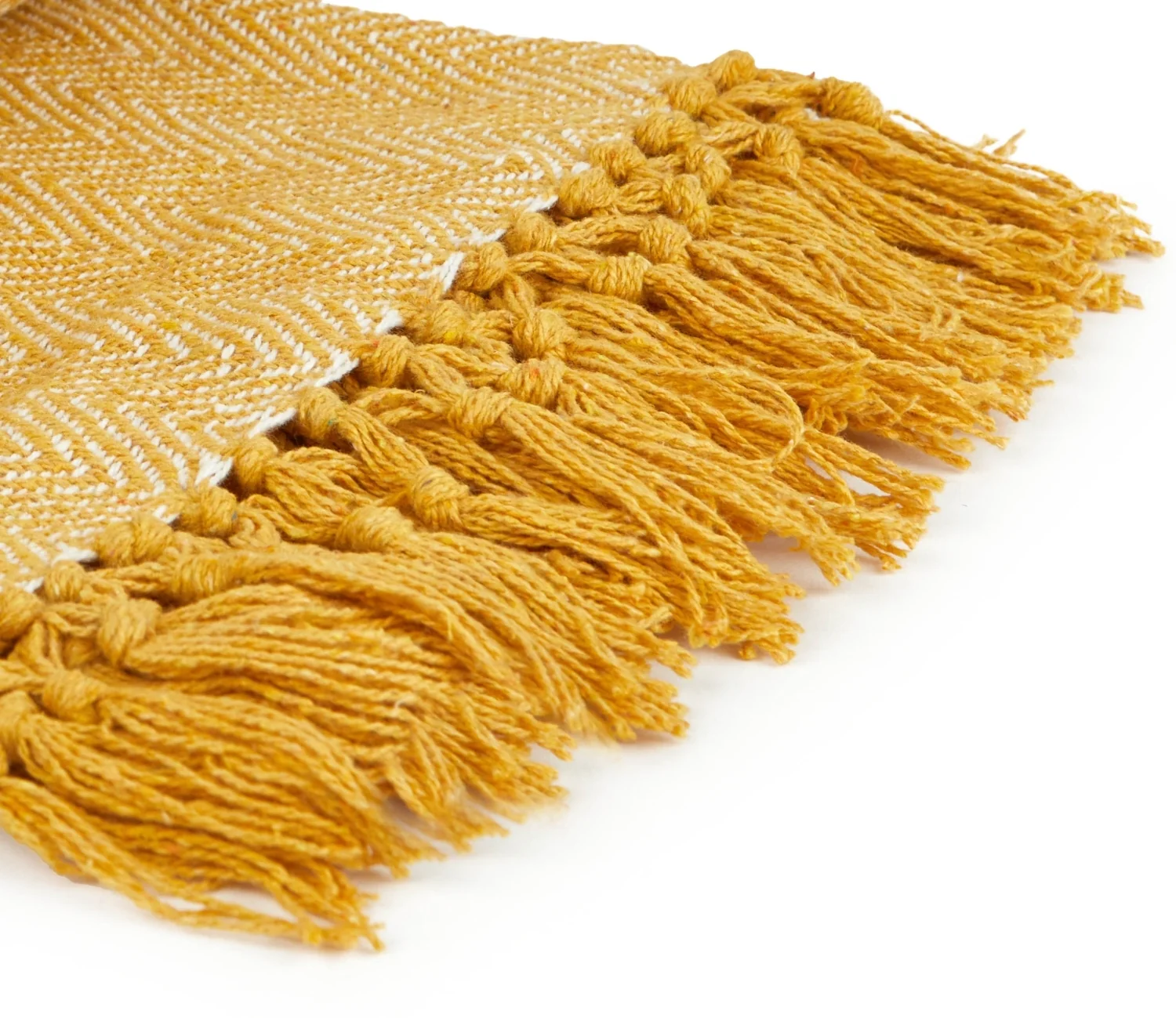 Herringbone - Recycled Cotton Throw In Ochre (70x100") - Image 2