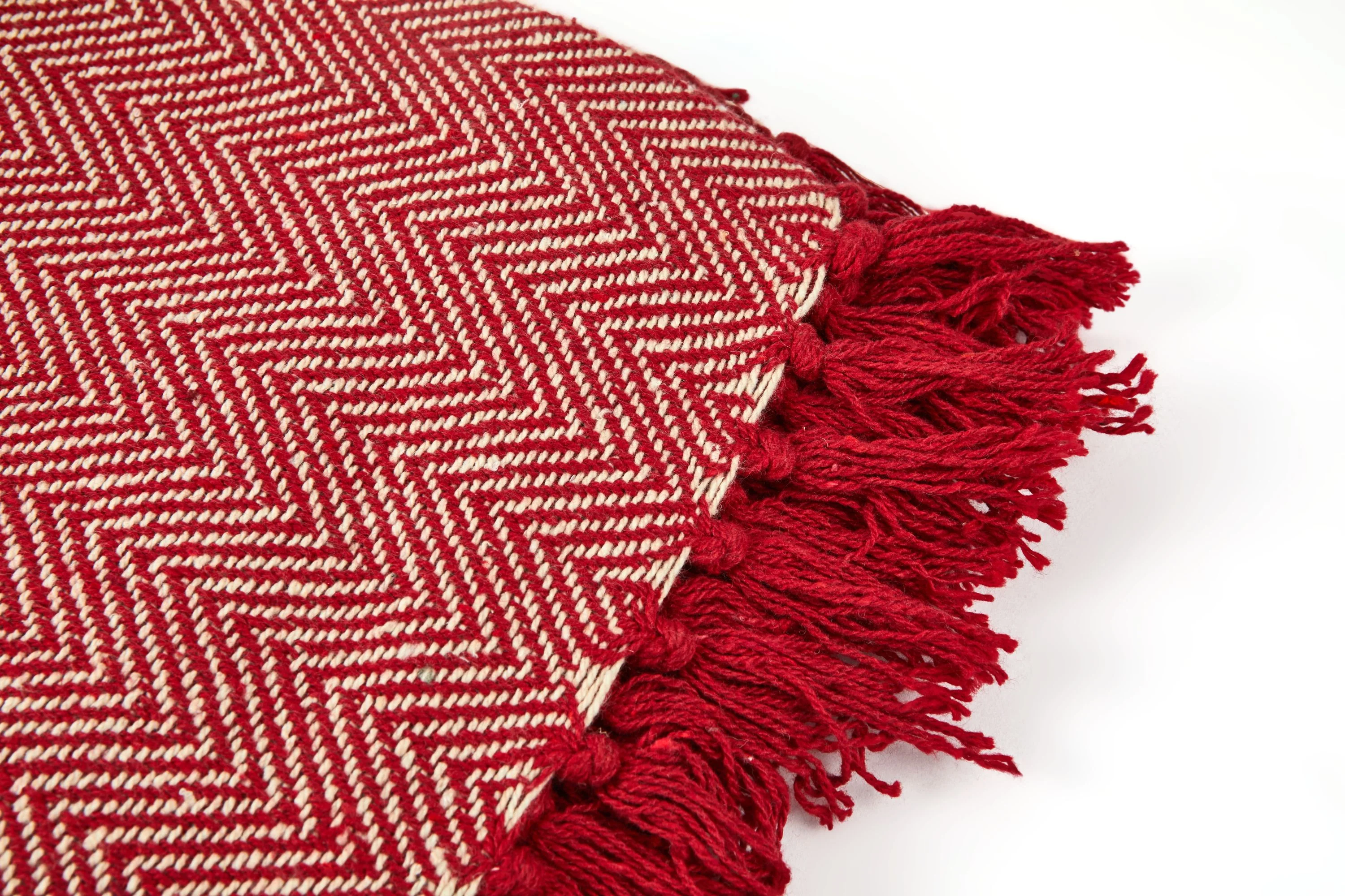 Herringbone - Recycled Cotton Throw In Red (70x100") - Image 5