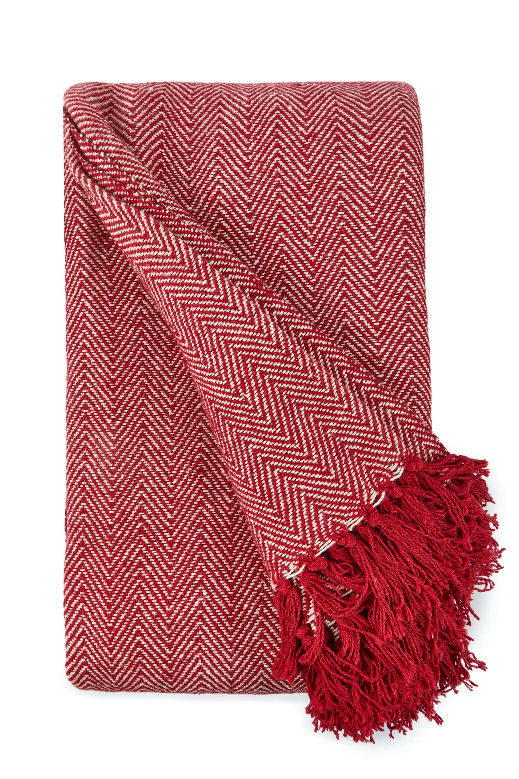 Herringbone - Recycled Cotton Throw In Red (90x100") - Image 4