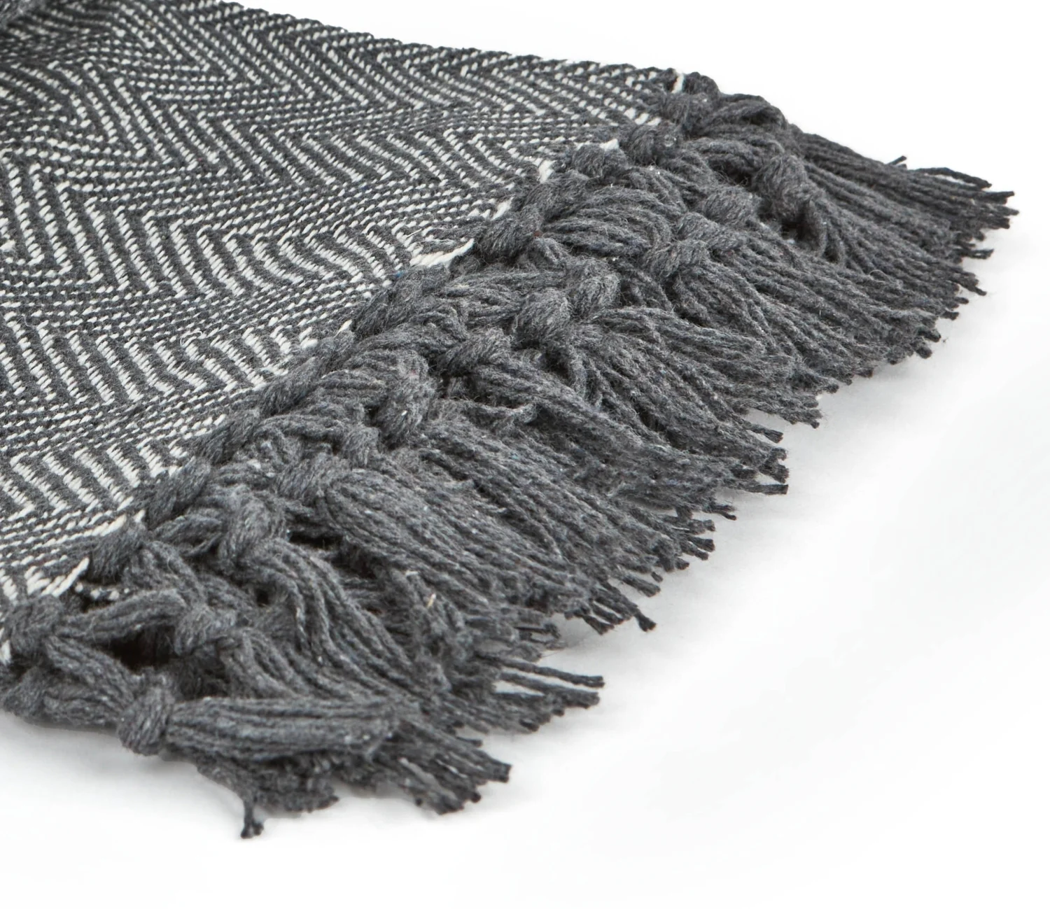 Herringbone - Recycled Cotton Throw In Silver (90x100") - Image 2