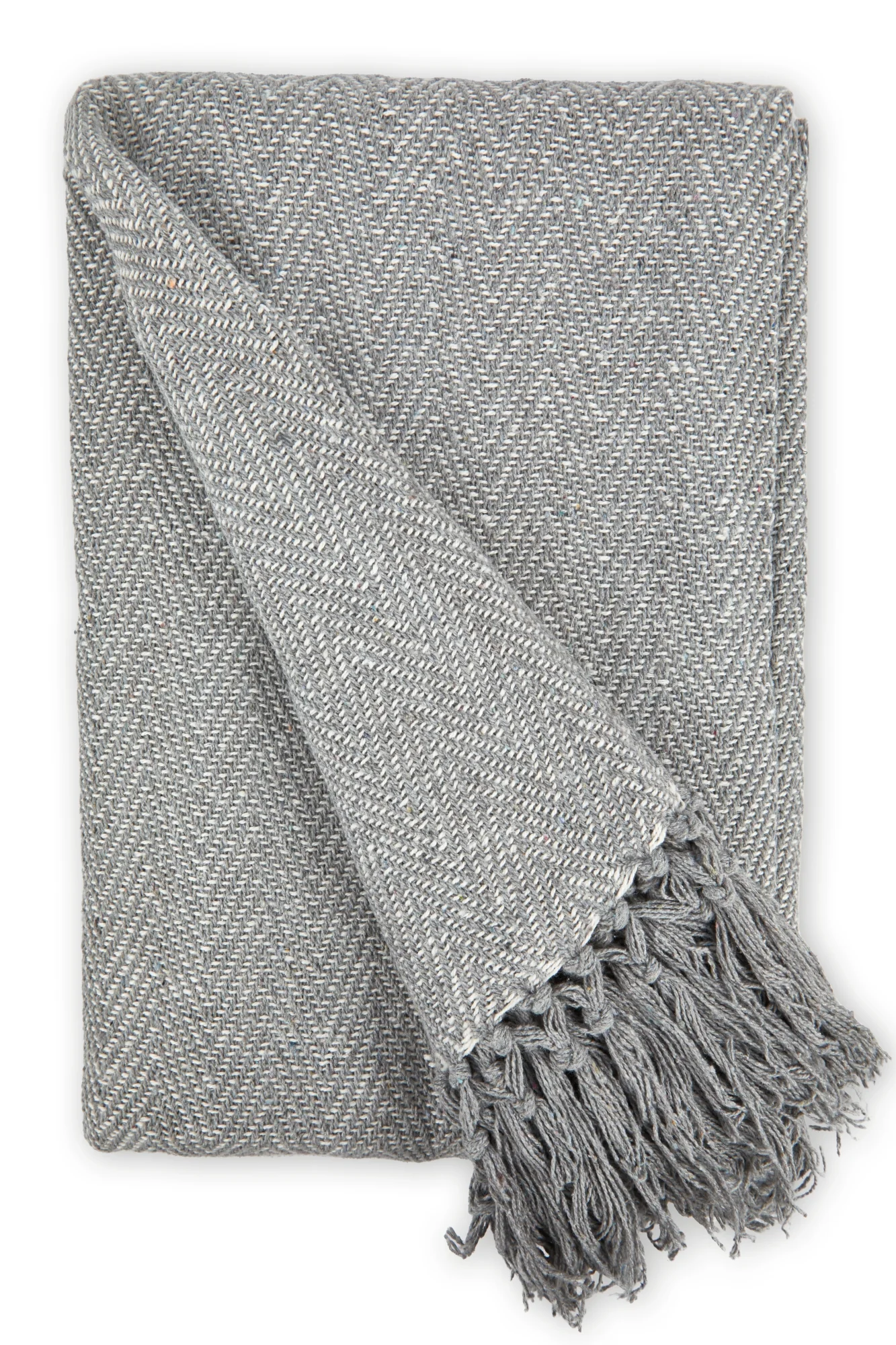 Herringbone - Recycled Cotton Throw In Silver (90x100") - Image 4