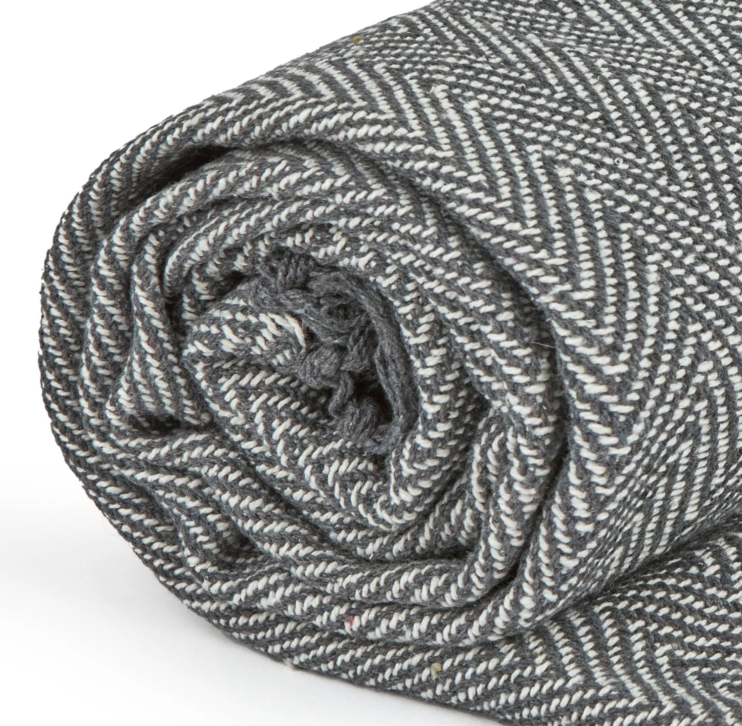 Herringbone - Recycled Cotton Throw In Silver (50x60") - Image 3