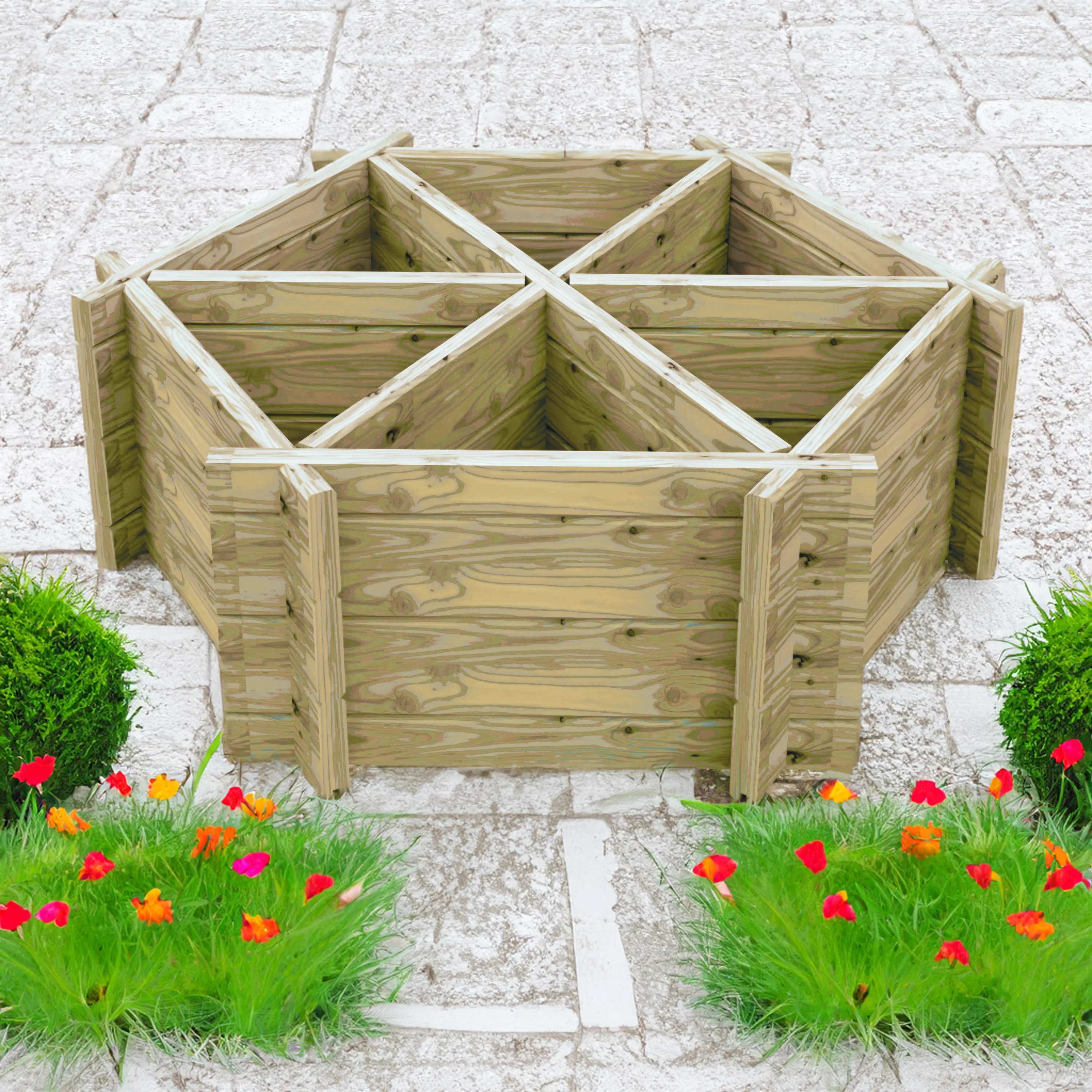 Hexagonal Planter Pressure Treated With 6 Segments - Image 2