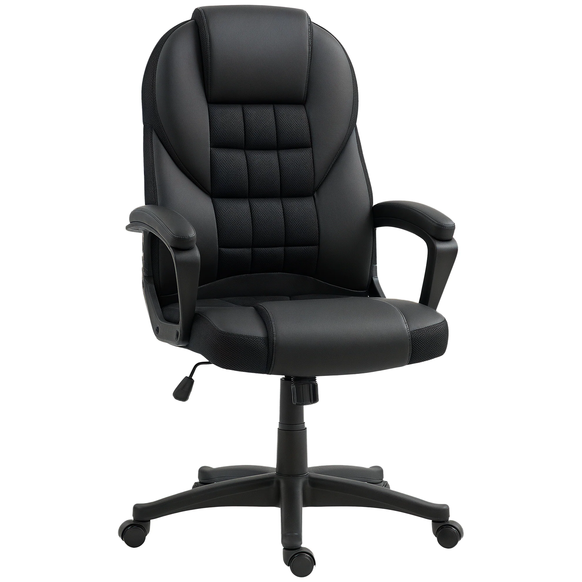 High Back Executive Office Chair PU Leather Desk Chair With Swivel Wheels - Black/Brown/Grey - Image 10