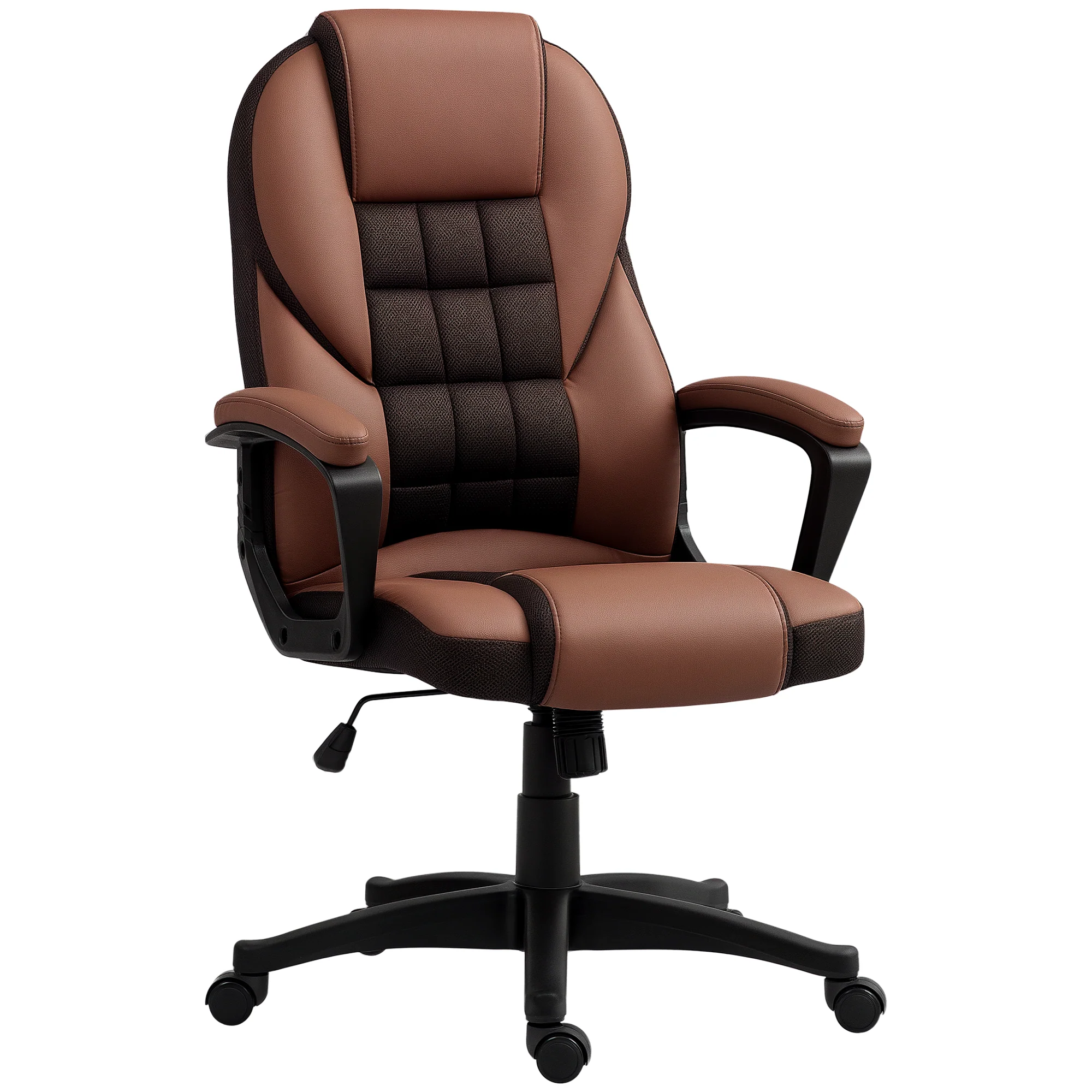 High Back Executive Office Chair PU Leather Desk Chair With Swivel Wheels - Black/Brown/Grey - Image 20