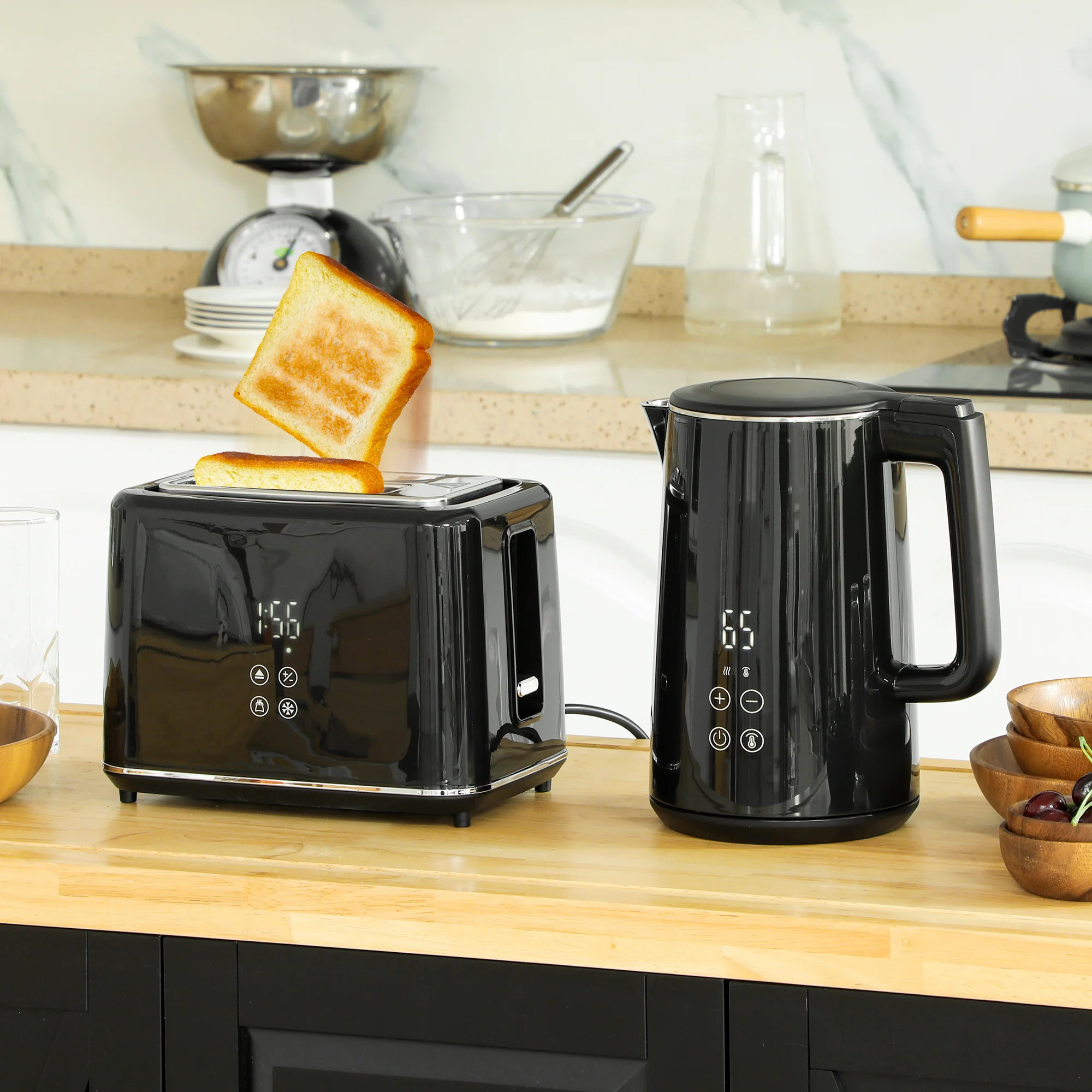 HOMCOM 1.5L 3000W Fast Boil Electric Kettle And 2 Slice Toaster Set - Image 2