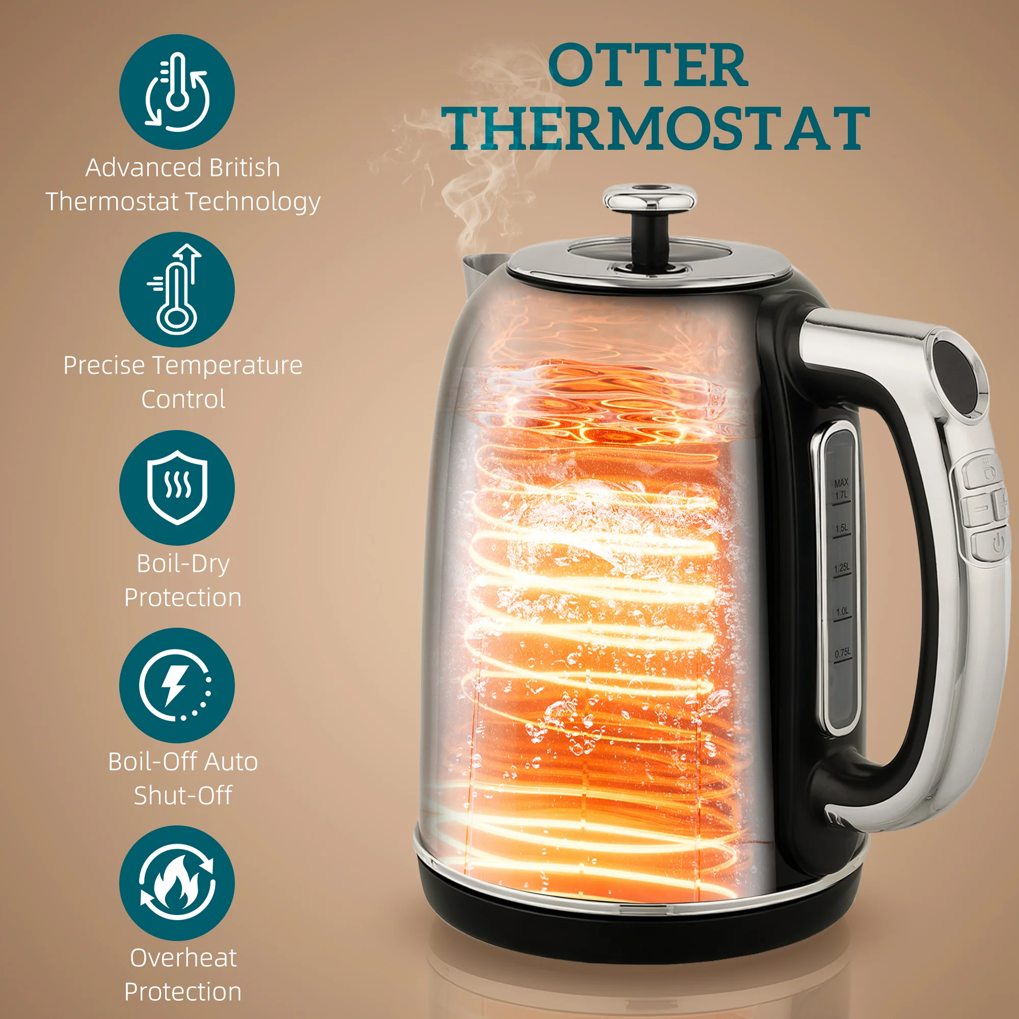 HOMCOM 1.7L 3000W Kettle And 2 Slice Toaster With Keep Warm Memory Function - Image 3
