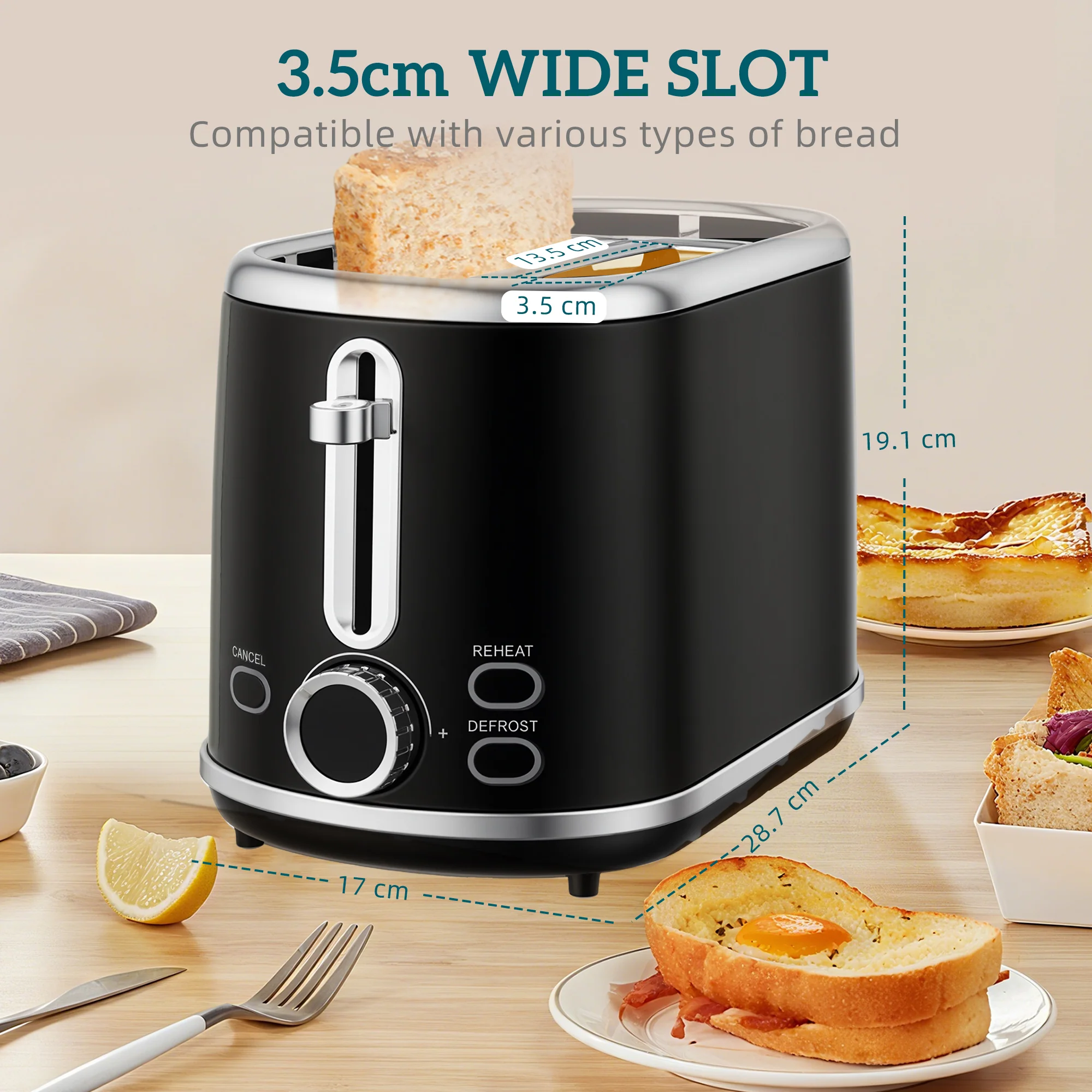 HOMCOM 1.7L 3000W Kettle And 2 Slice Toaster With Keep Warm Memory Function - Image 6