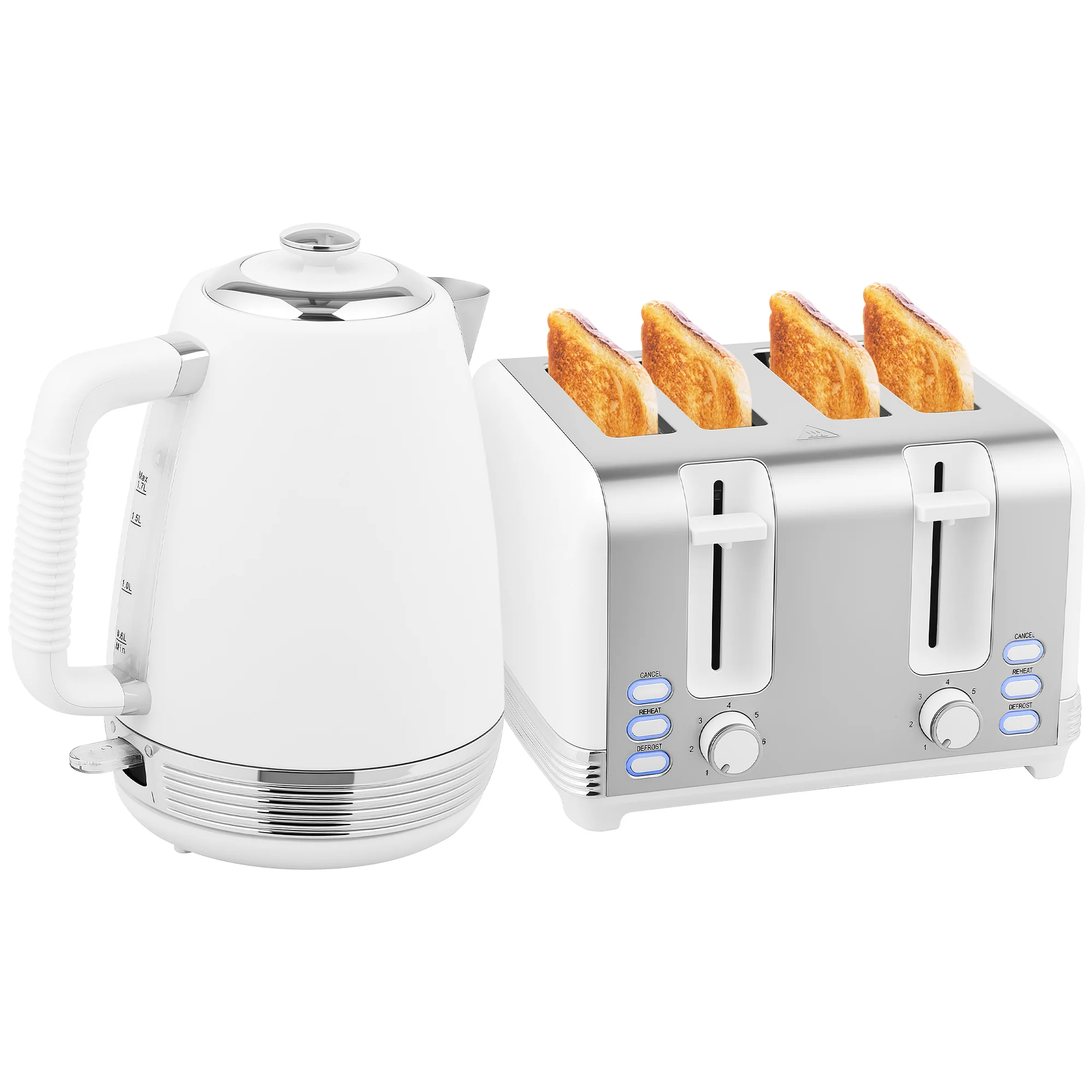 HOMCOM 1.7L 3000W Quick Boil Kettle And 4 Slice Toaster Set Crumb Tray - Image 10