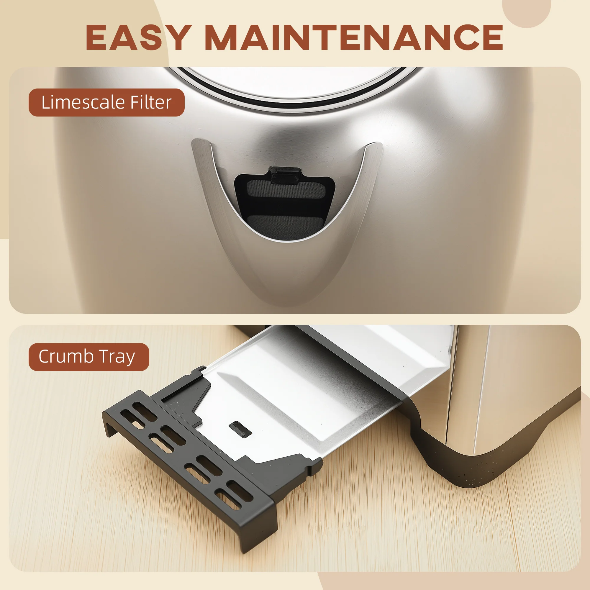 HOMCOM 1.7L 3000W Rapid Boil Jug Kettle And 2-Slice Toaster Set - Image 16