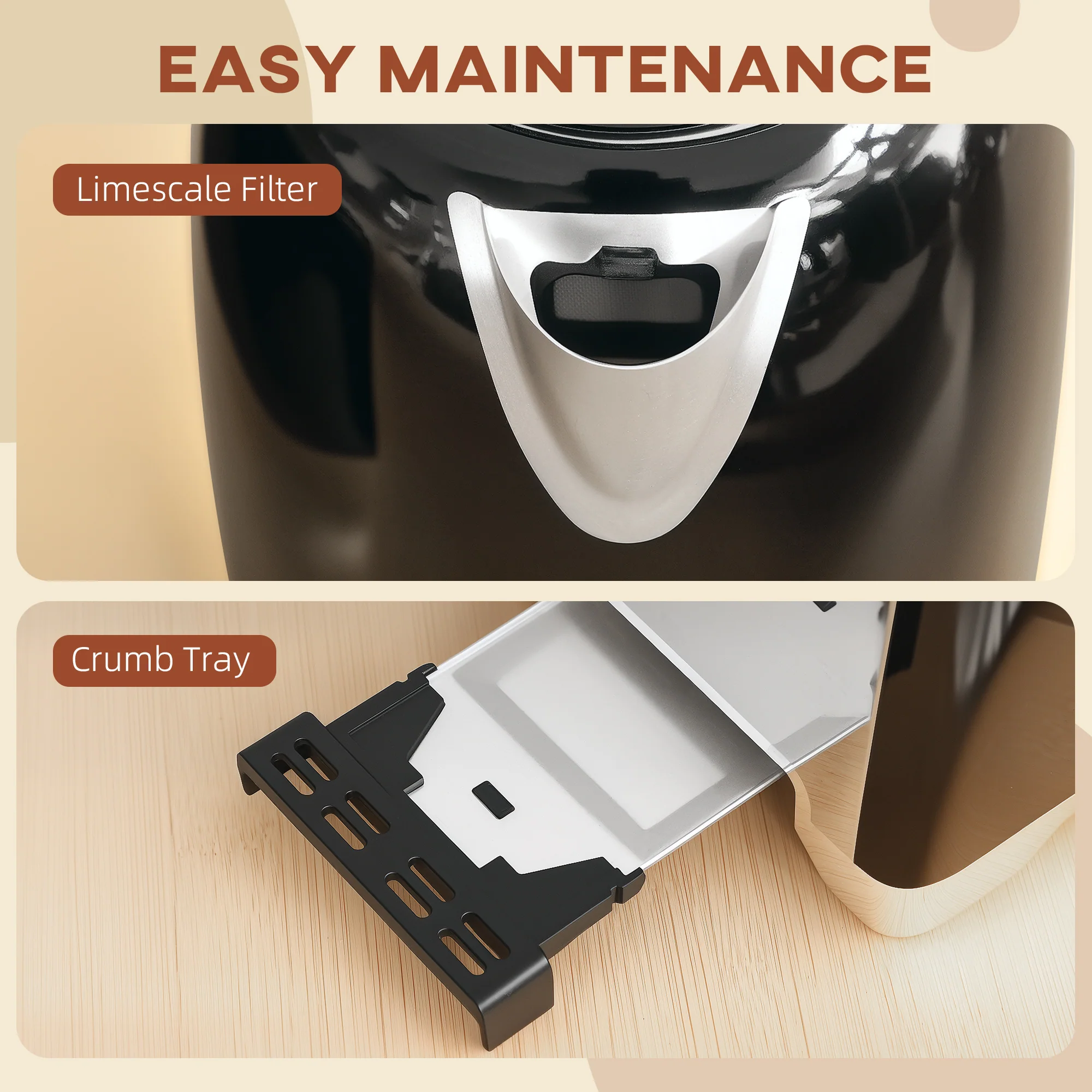 HOMCOM 1.7L 3000W Rapid Boil Jug Kettle And 2-Slice Toaster Set - Image 7