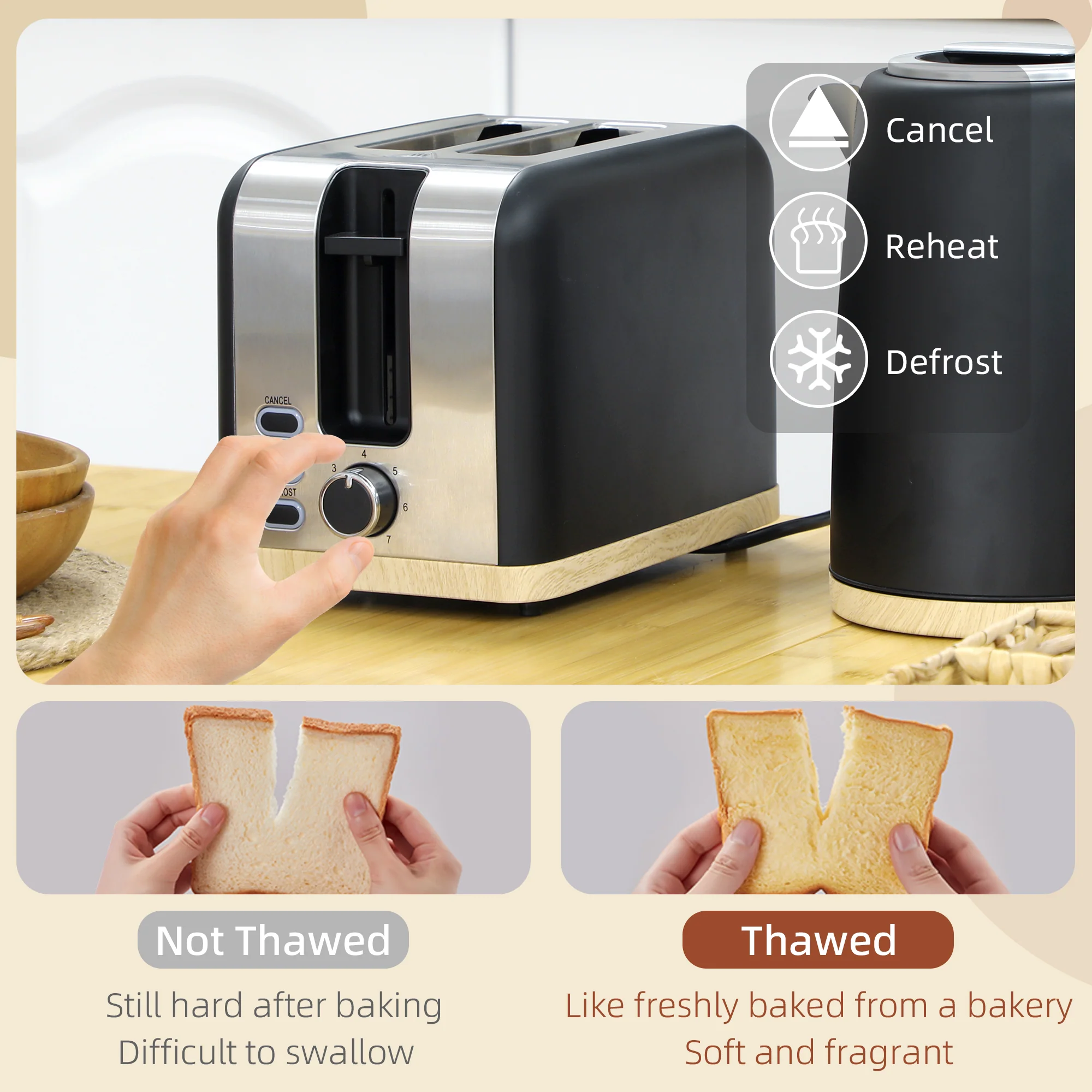HOMCOM 1.7L Electric Fast Boil Kettle And 2 Slice Toaster Set - Image 4