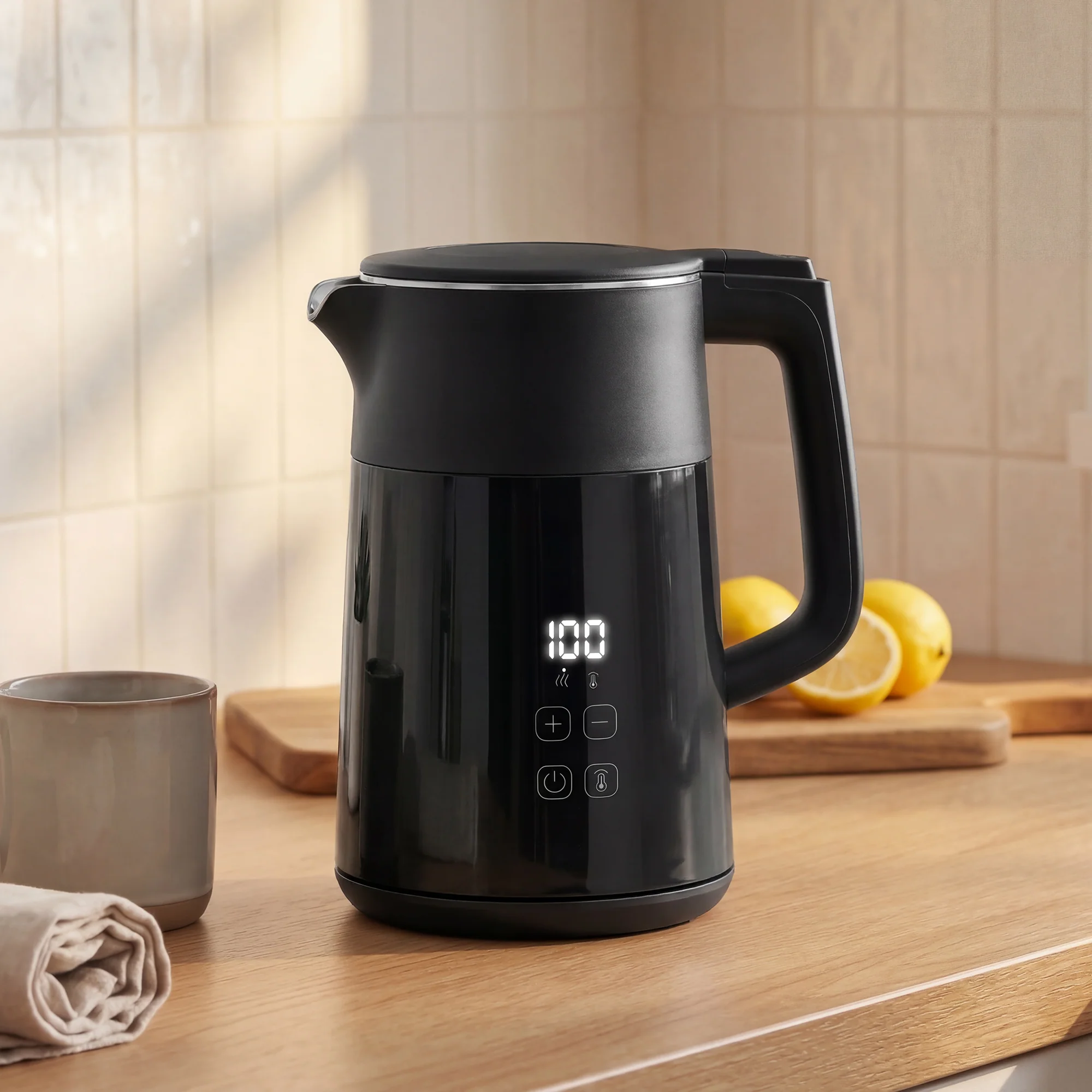 HOMCOM 1.7L Fast Boil 3000W Electric Kettle With LED Display, Black - Image 2