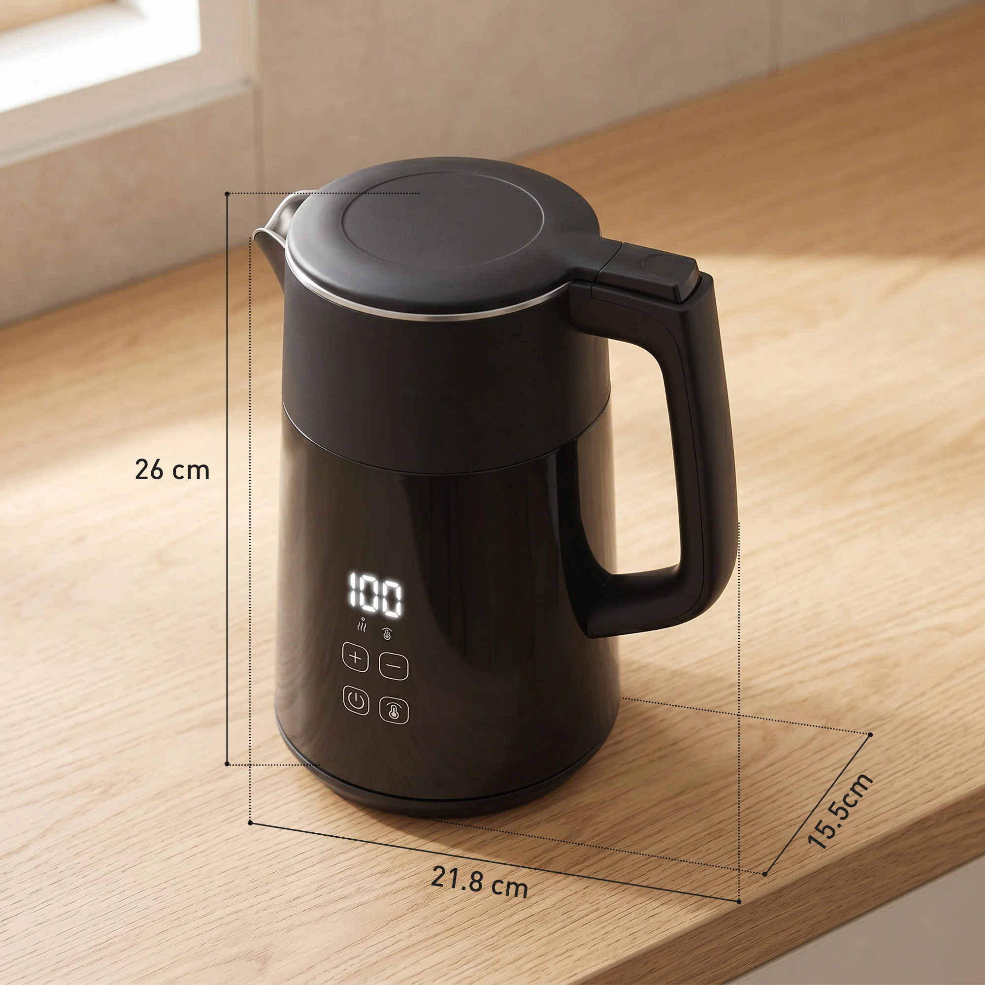HOMCOM 1.7L Fast Boil 3000W Electric Kettle With LED Display, Black - Image 5