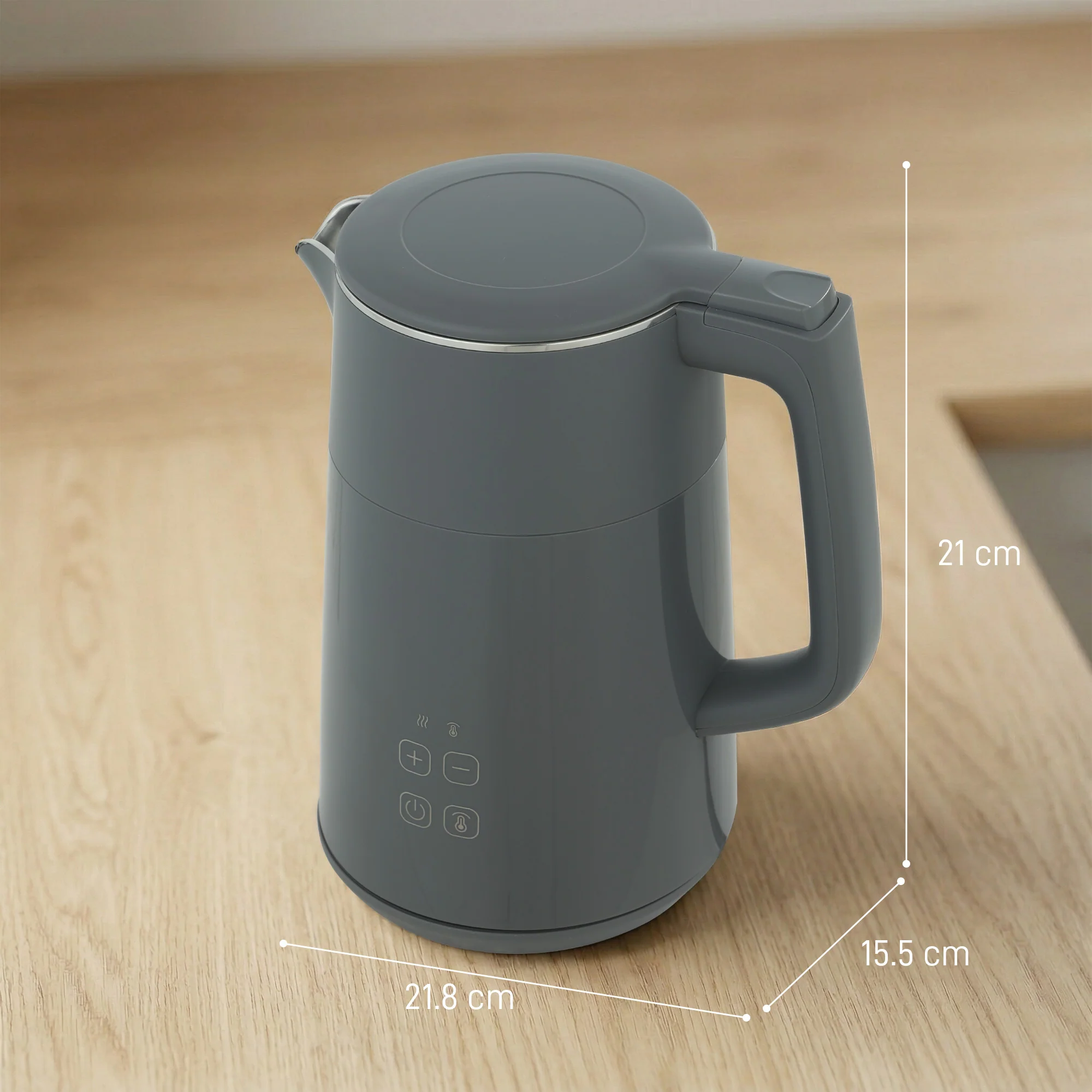 HOMCOM 1.7L Fast Boil 3000W Electric Kettle With LED Display, Grey - Image 5