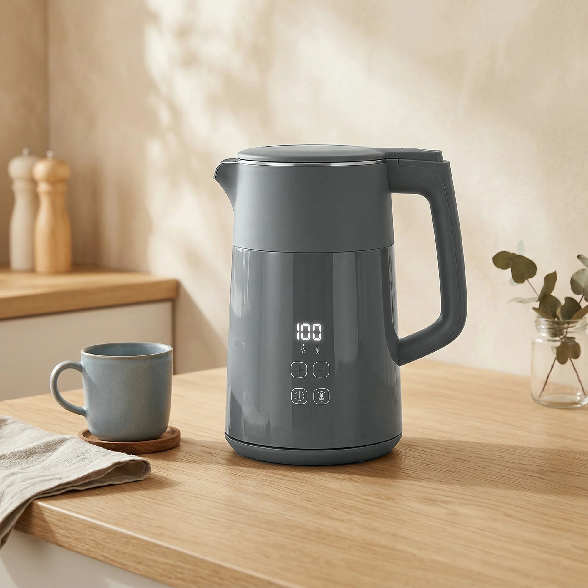 HOMCOM 1.7L Fast Boil 3000W Electric Kettle With LED Display, Grey - Image 9