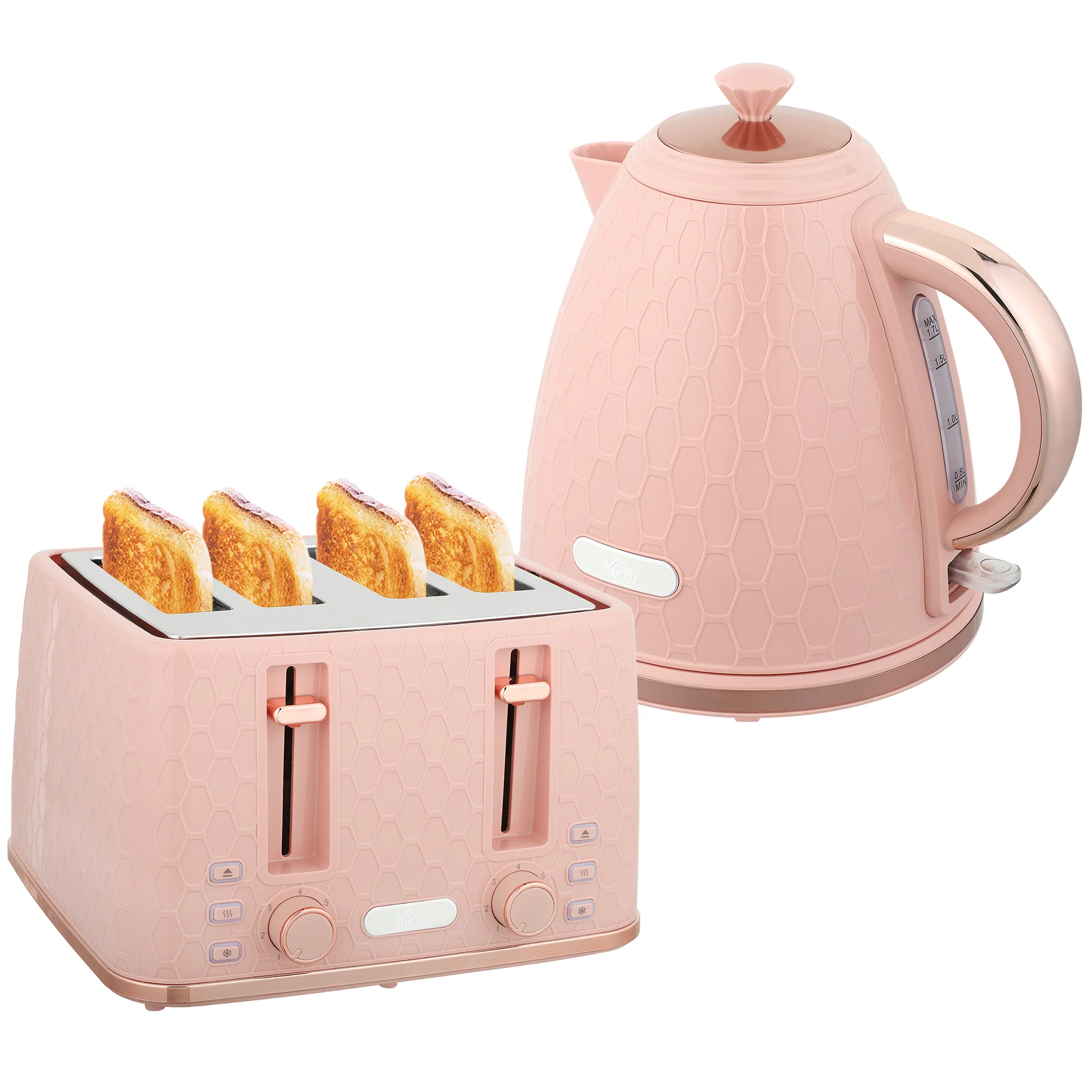 HOMCOM 1.7L Kettle And Toaster Set With Defrost Reheat And Crumb Tray