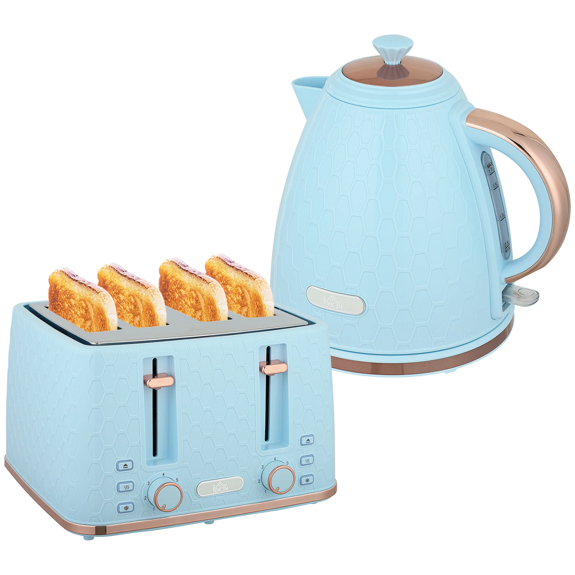 HOMCOM 1.7L Kettle And Toaster Set With Defrost Reheat And Crumb Tray - Image 10