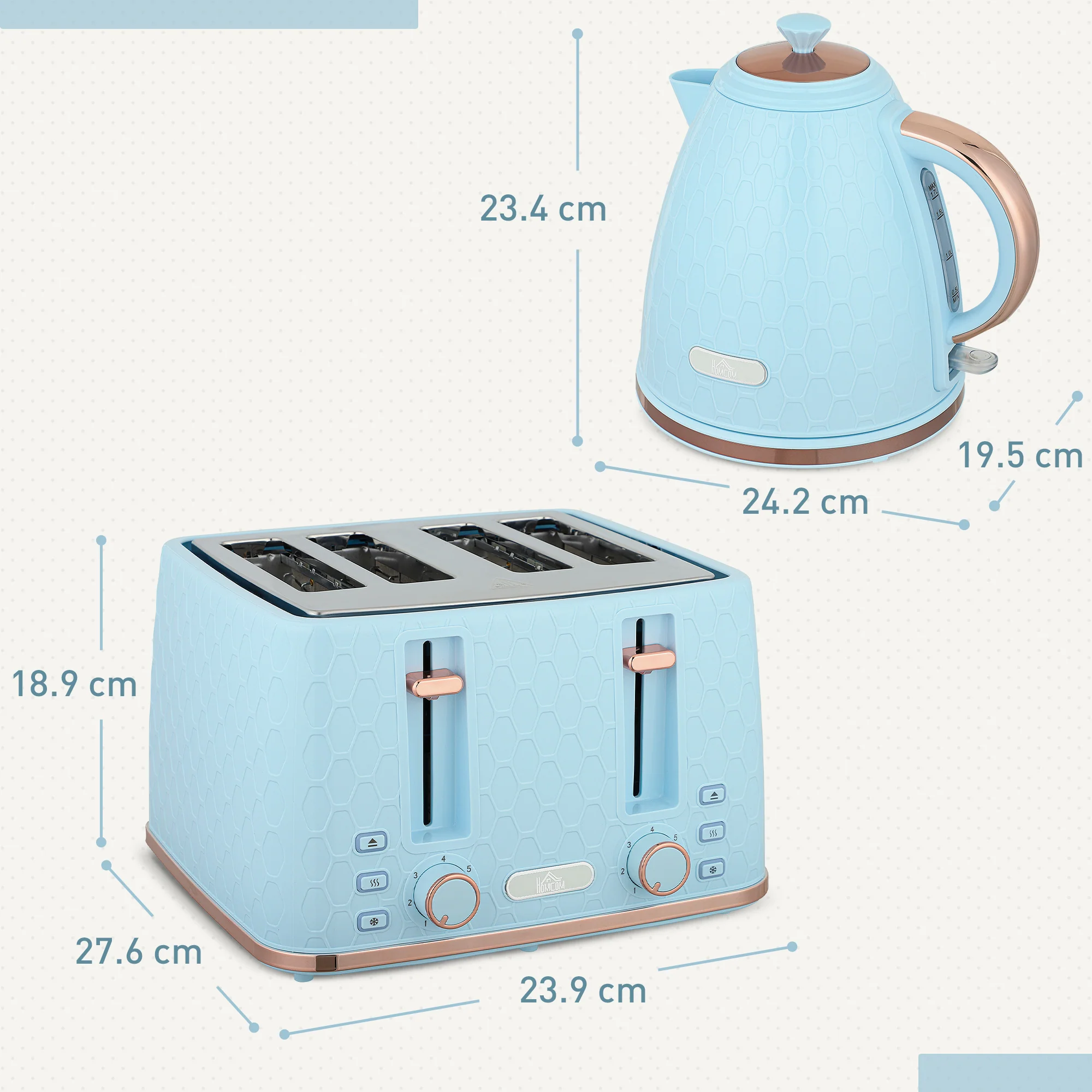 HOMCOM 1.7L Kettle And Toaster Set With Defrost Reheat And Crumb Tray - Image 12