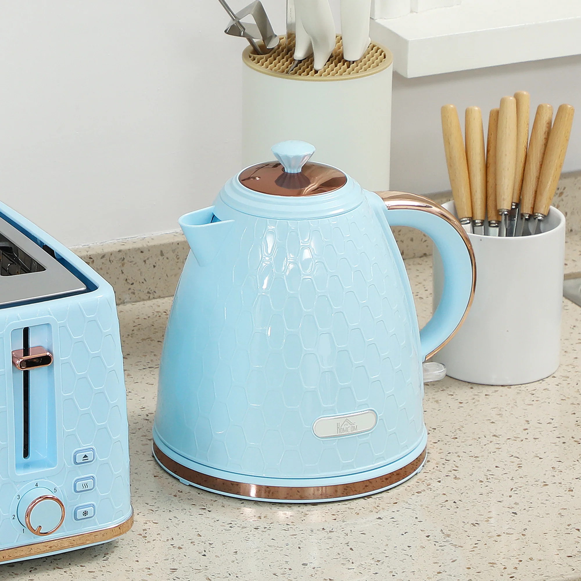 HOMCOM 1.7L Kettle And Toaster Set With Defrost Reheat And Crumb Tray - Image 17