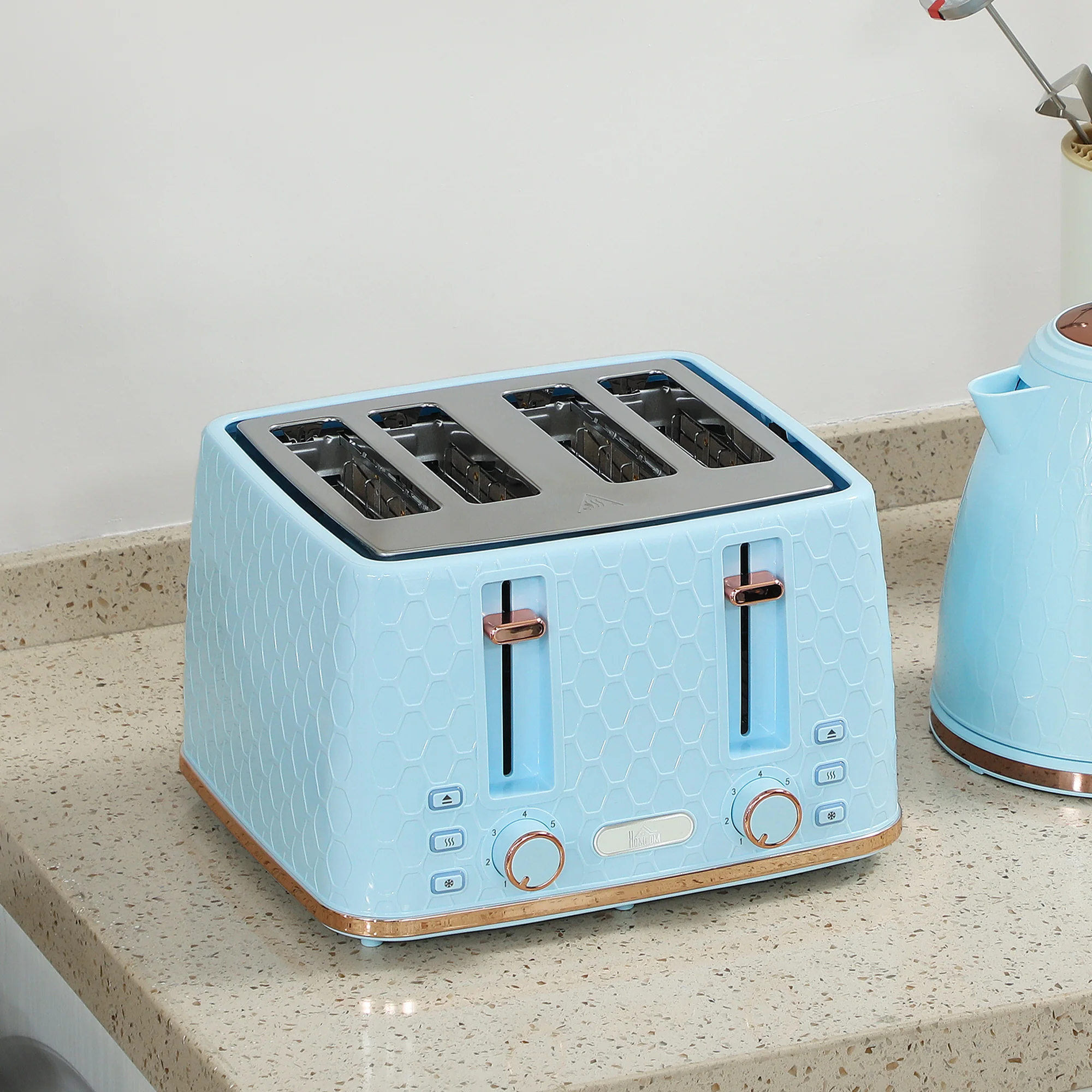 HOMCOM 1.7L Kettle And Toaster Set With Defrost Reheat And Crumb Tray - Image 18
