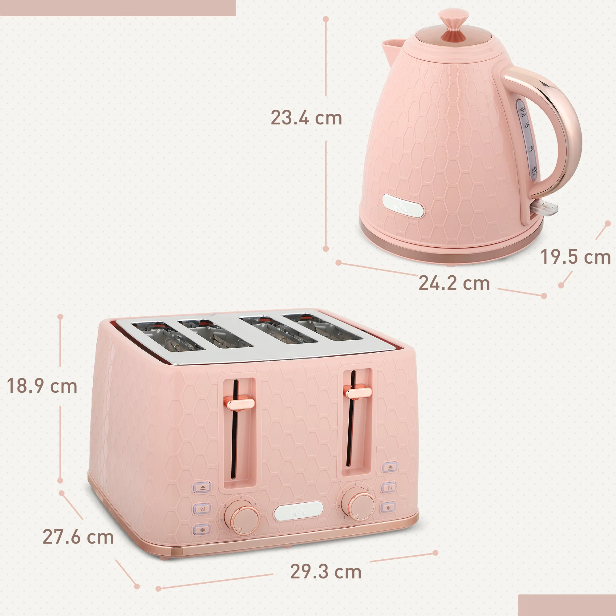 HOMCOM 1.7L Kettle And Toaster Set With Defrost Reheat And Crumb Tray - Image 3