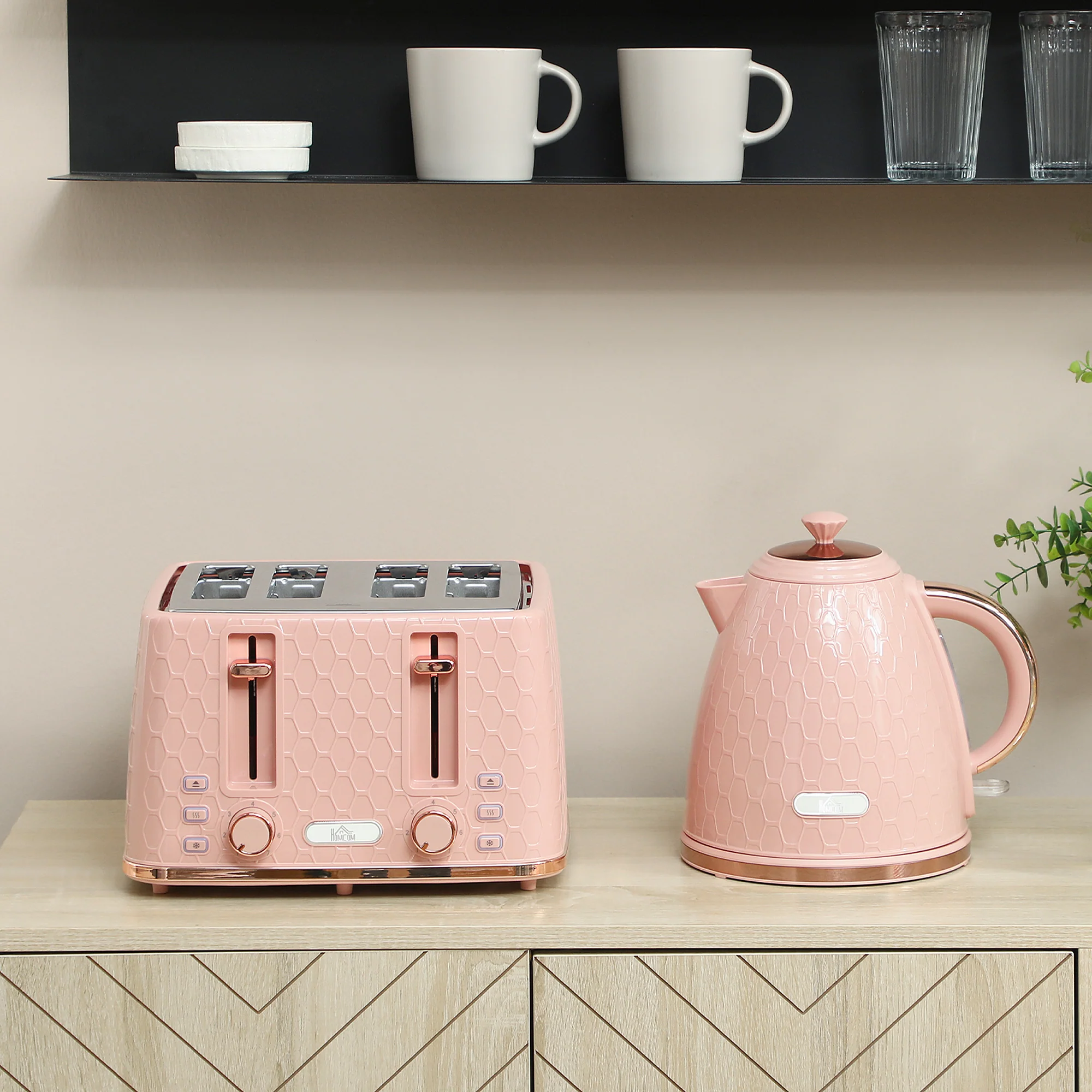 HOMCOM 1.7L Kettle And Toaster Set With Defrost Reheat And Crumb Tray - Image 7