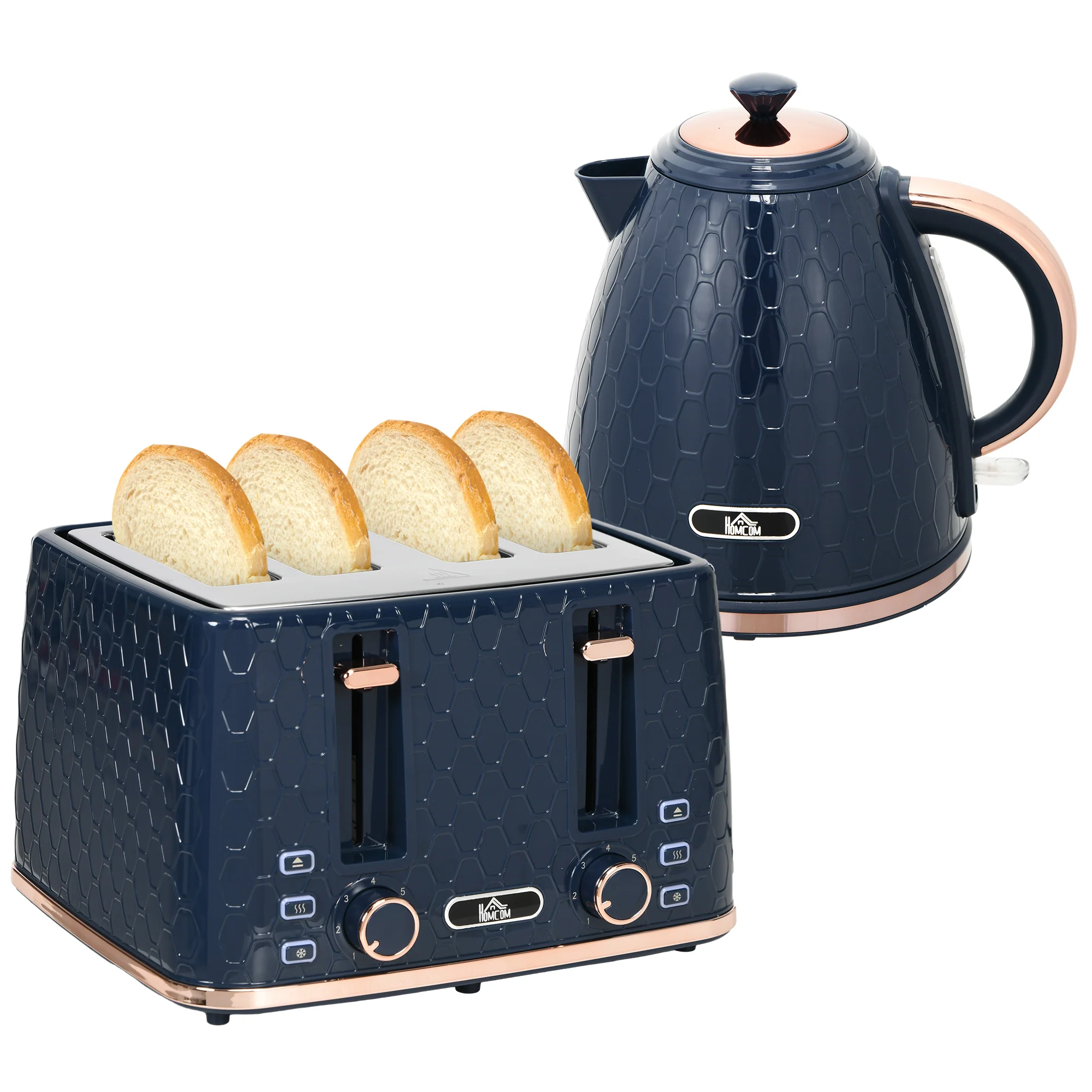 HOMCOM 1.7L Kettle And Toaster Set With Defrost Reheat And Crumb Tray Green - Image 10