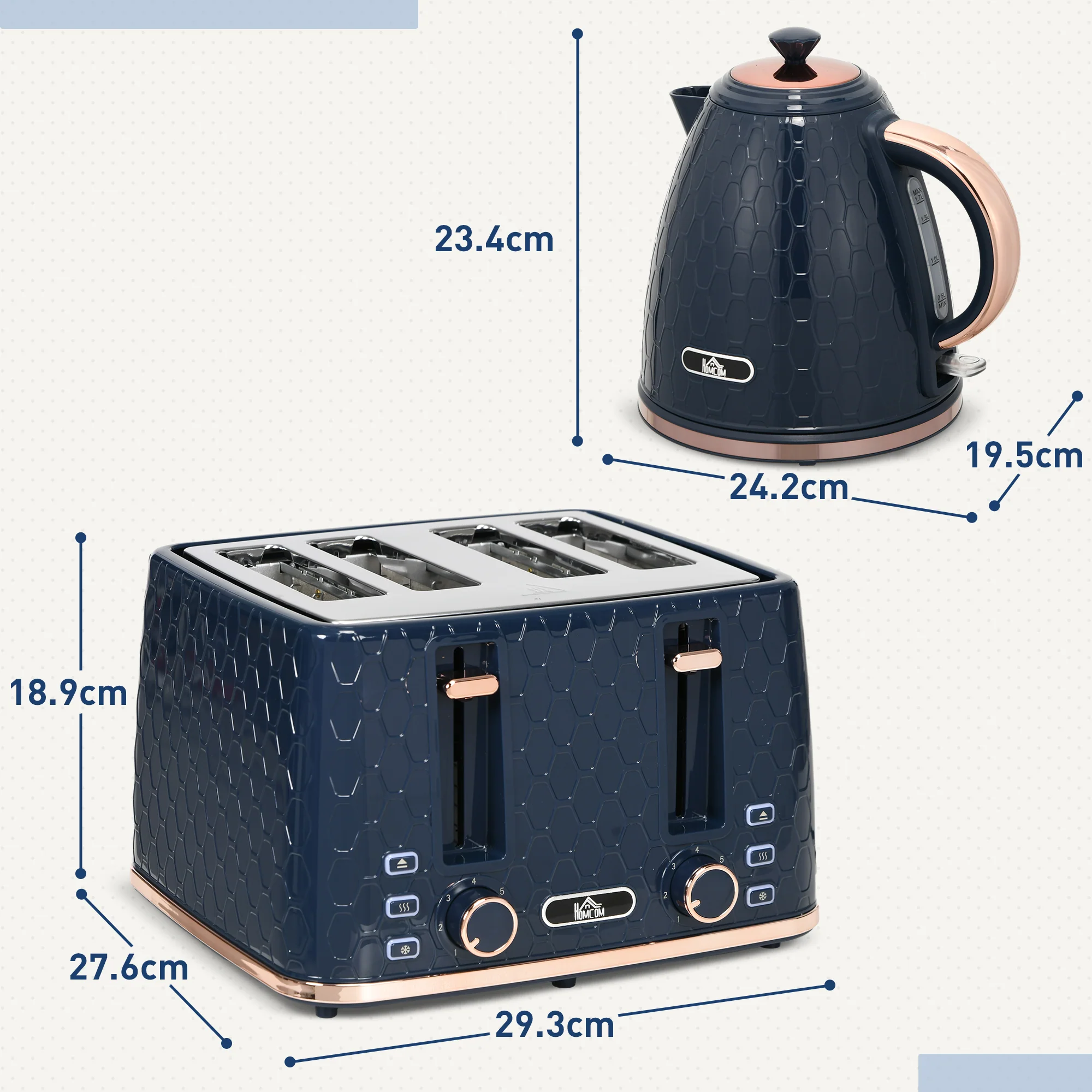 HOMCOM 1.7L Kettle And Toaster Set With Defrost Reheat And Crumb Tray Green - Image 14