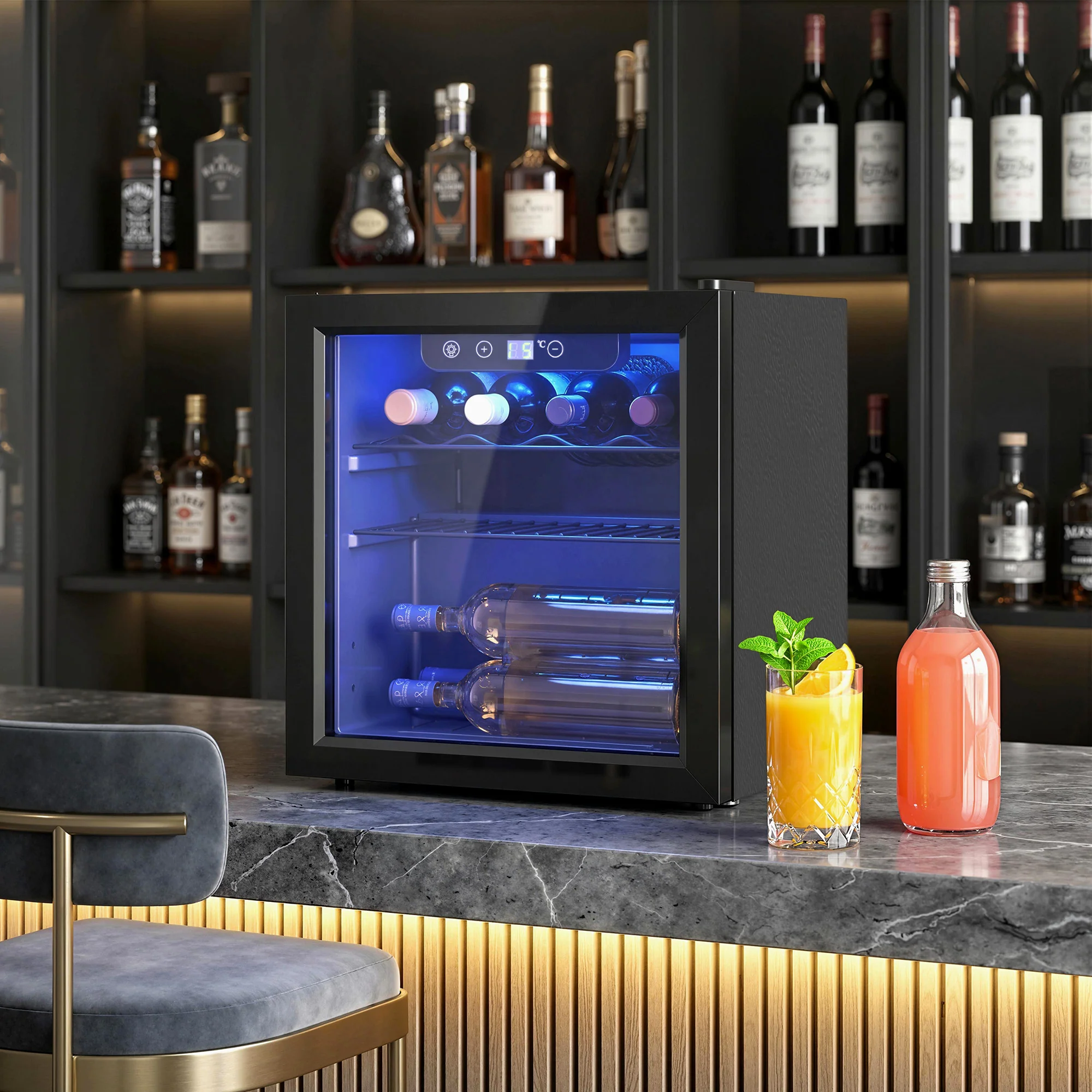 HOMCOM 12 Bottle Wine Cooler, 4-16°C Under Counter Drinks Beer Wine Fridge - Image 2