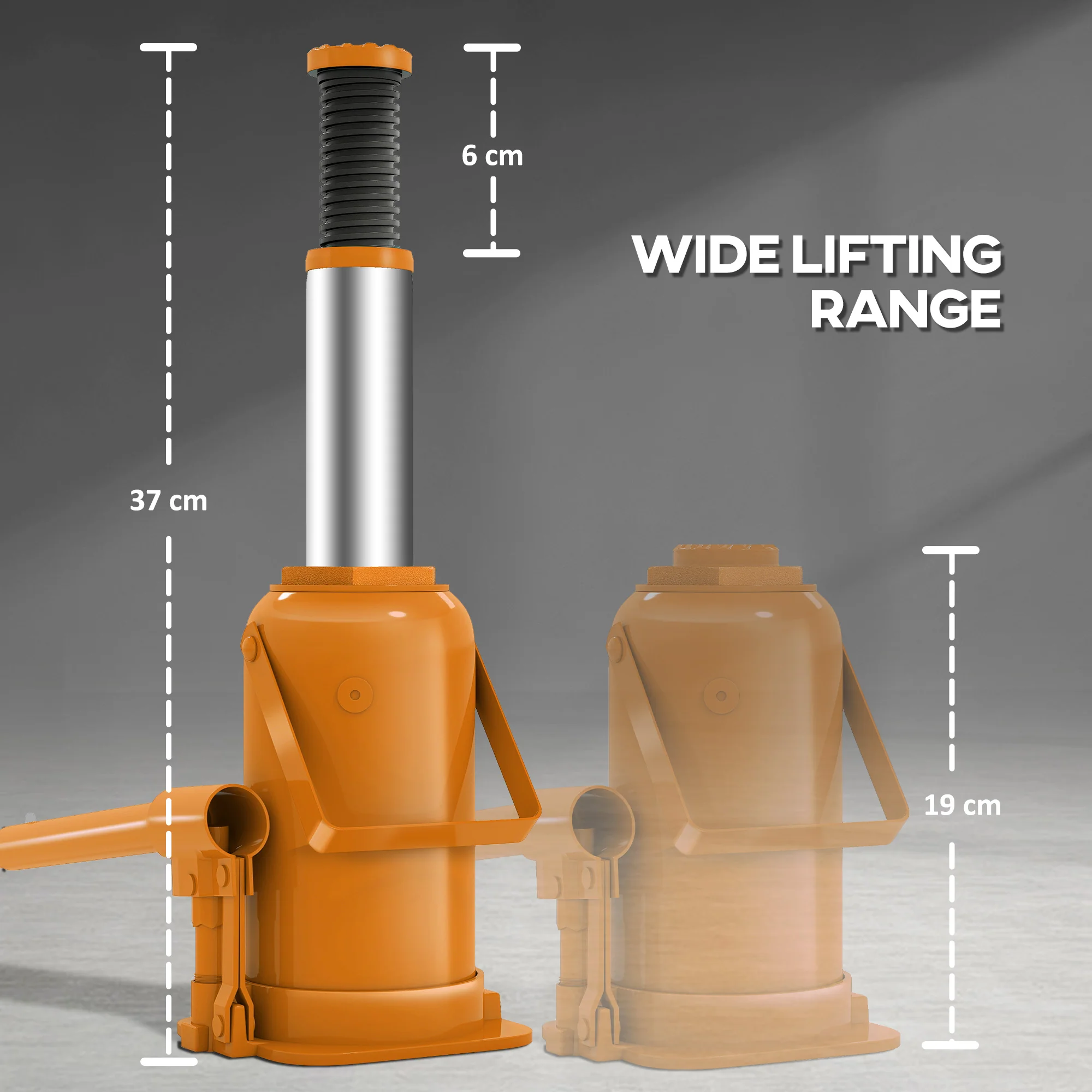 HOMCOM 12 Tonne Hydraulic Bottle Jack, 19-37 cm Car Jack Lift, Orange - Image 4