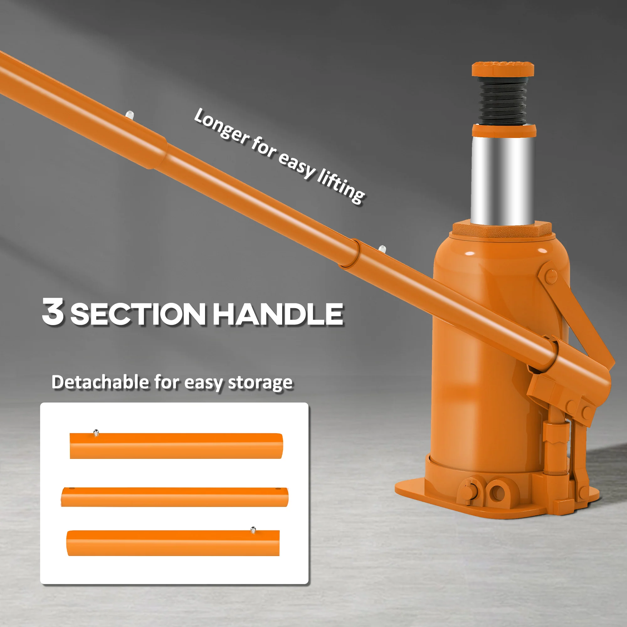 HOMCOM 12 Tonne Hydraulic Bottle Jack, 19-37 cm Car Jack Lift, Orange - Image 6