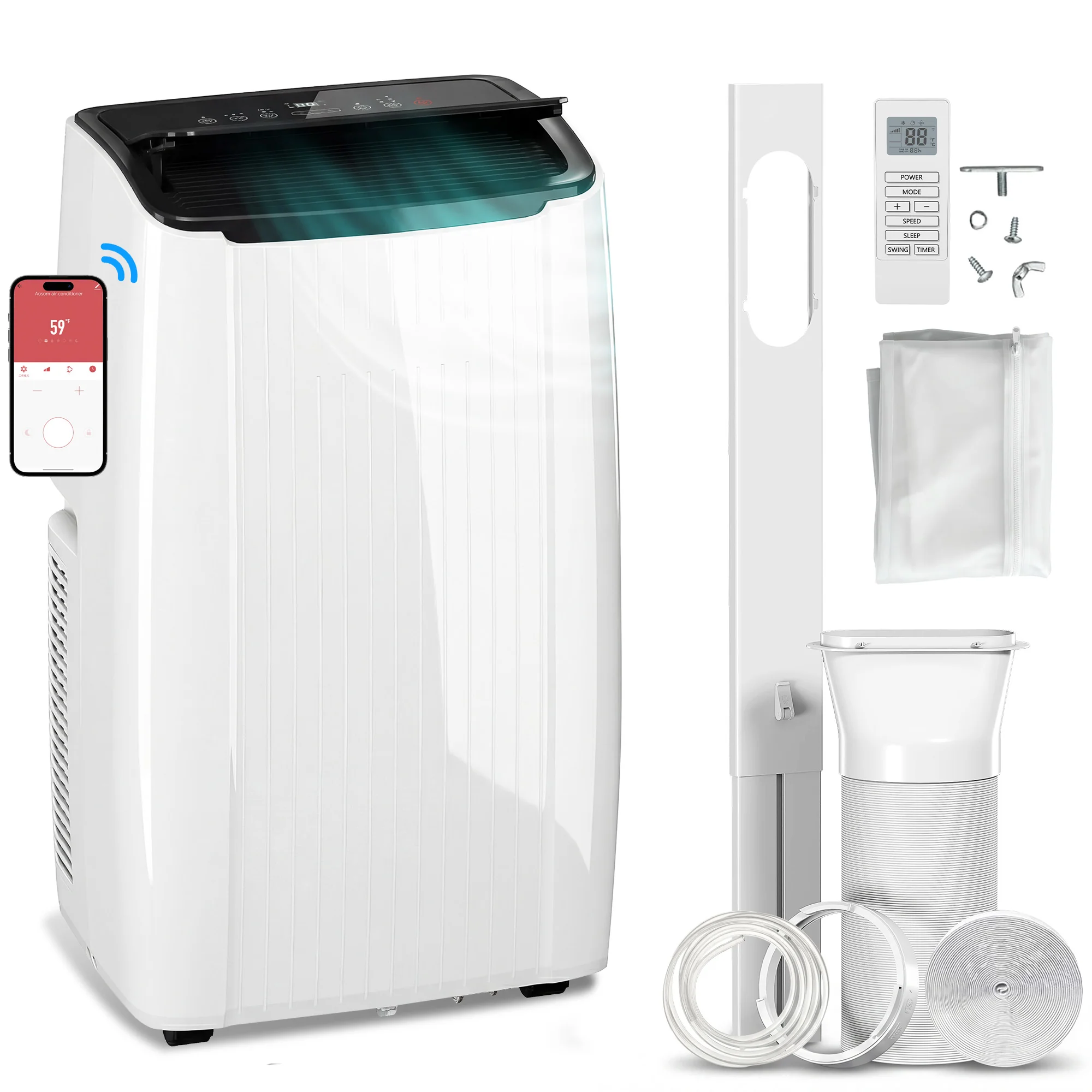 HOMCOM 12000 BTU AC Unit, Portable Air Conditioner With WiFi Control, White