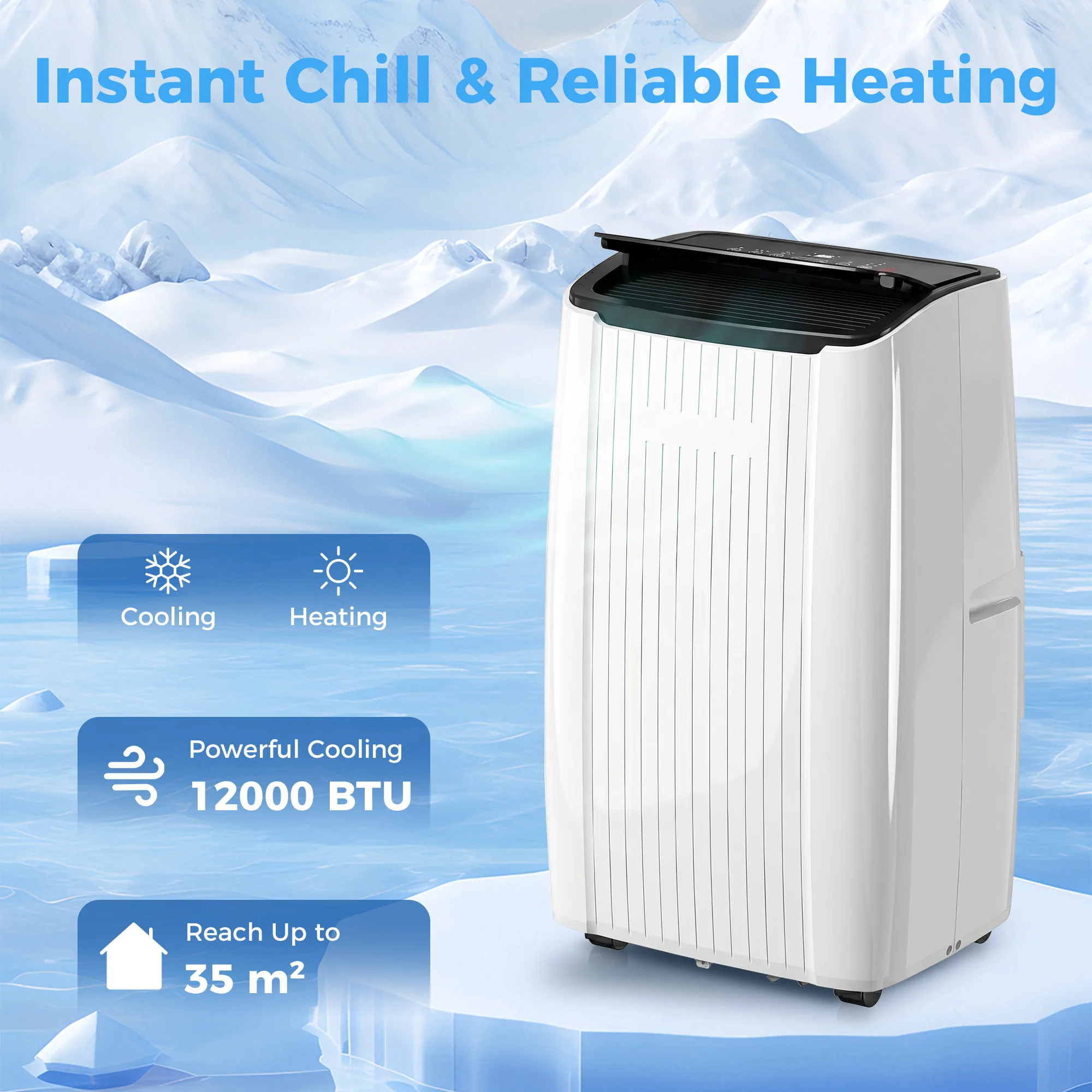 HOMCOM 12000 BTU AC Unit, Portable Air Conditioner With WiFi Control, White - Image 3