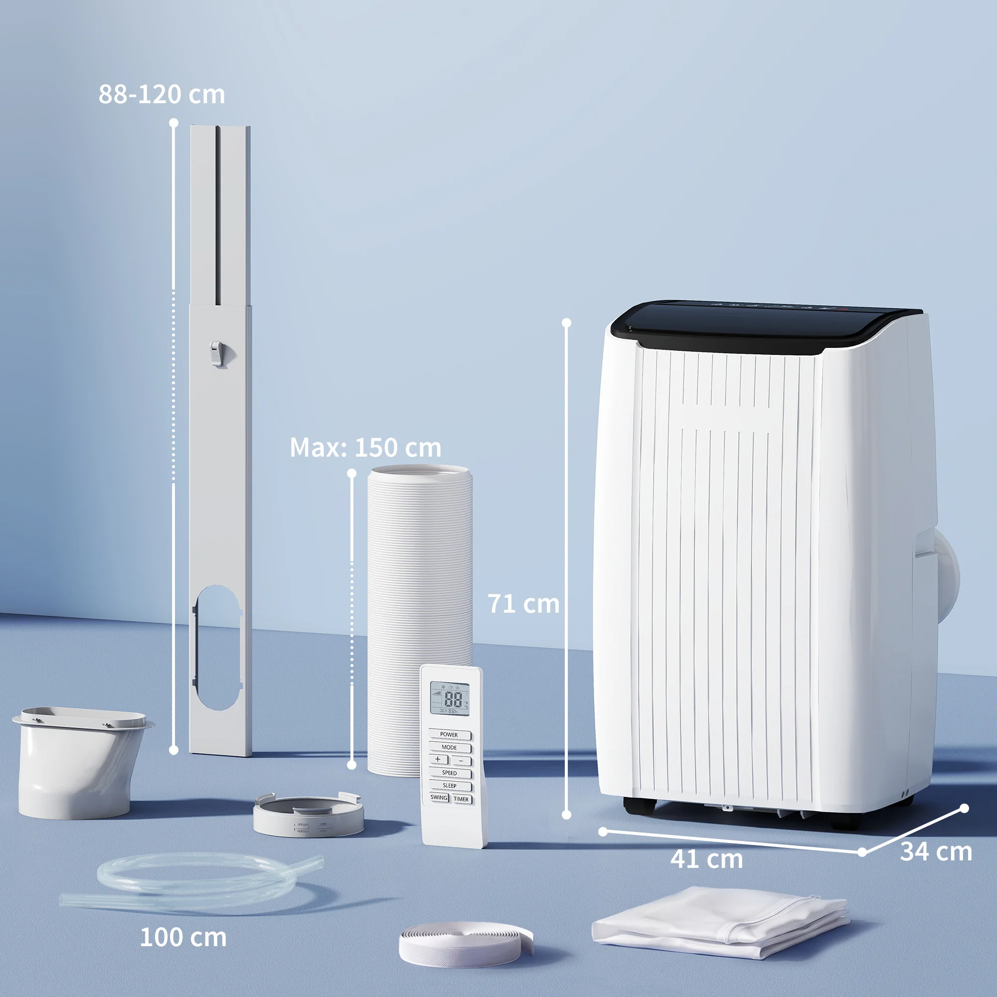 HOMCOM 12000 BTU AC Unit, Portable Air Conditioner With WiFi Control, White - Image 5