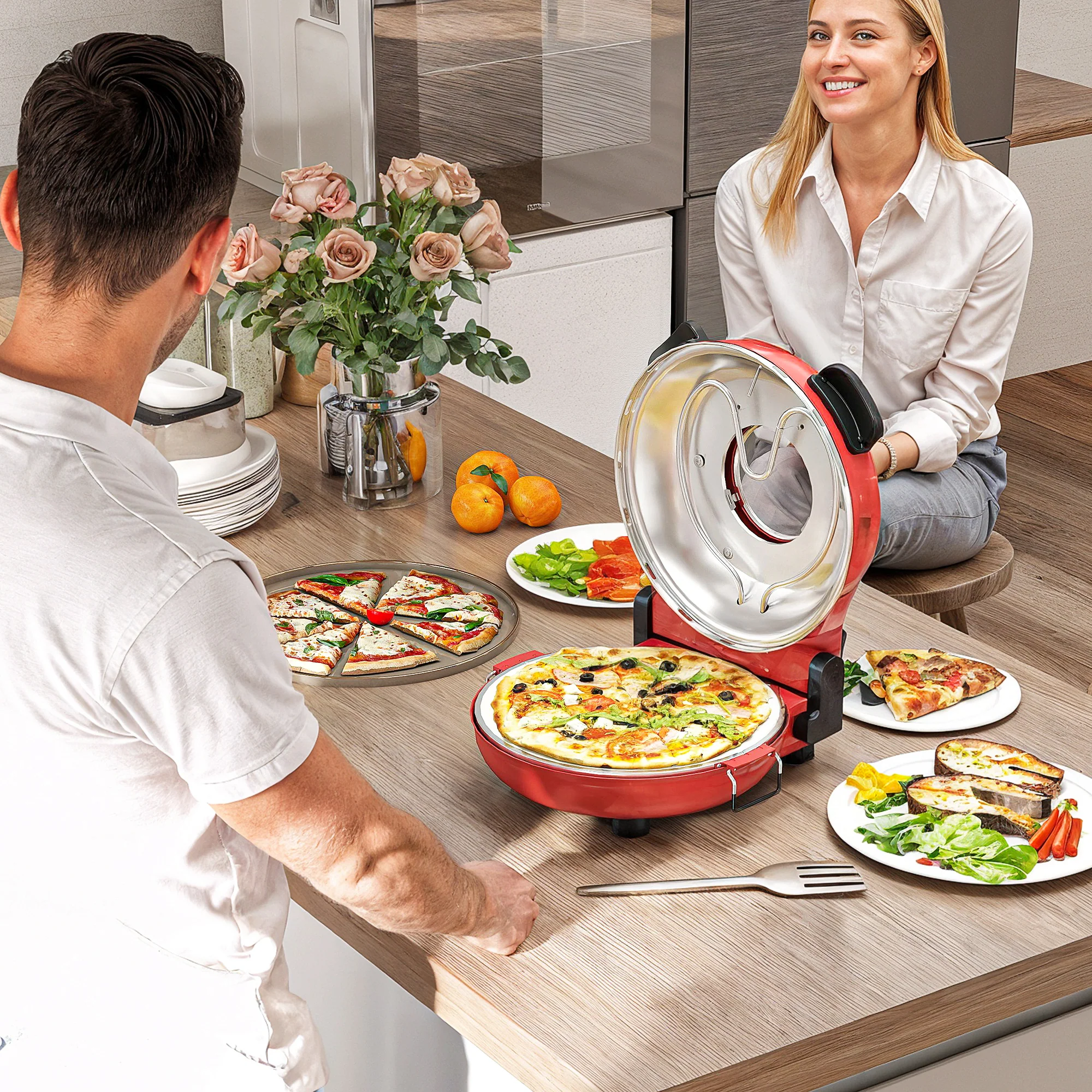 HOMCOM 1200W Pizza Oven, Pizza Maker, 5-Min Crisp, Dual Knob Control - Image 11