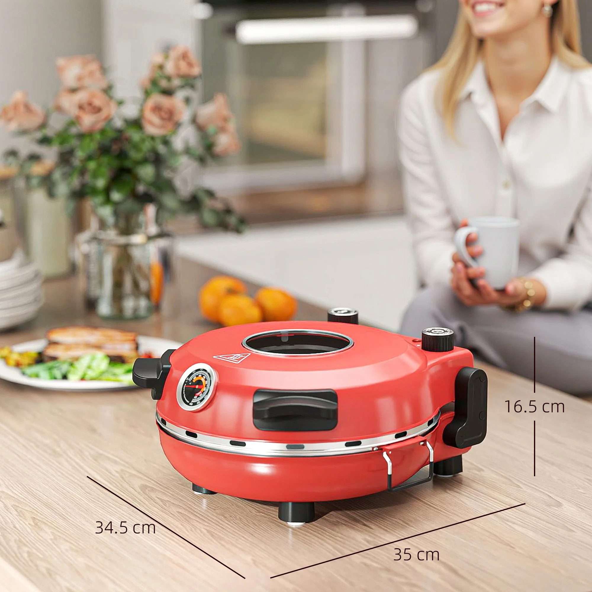 HOMCOM 1200W Pizza Oven, Pizza Maker, 5-Min Crisp, Dual Knob Control - Image 14