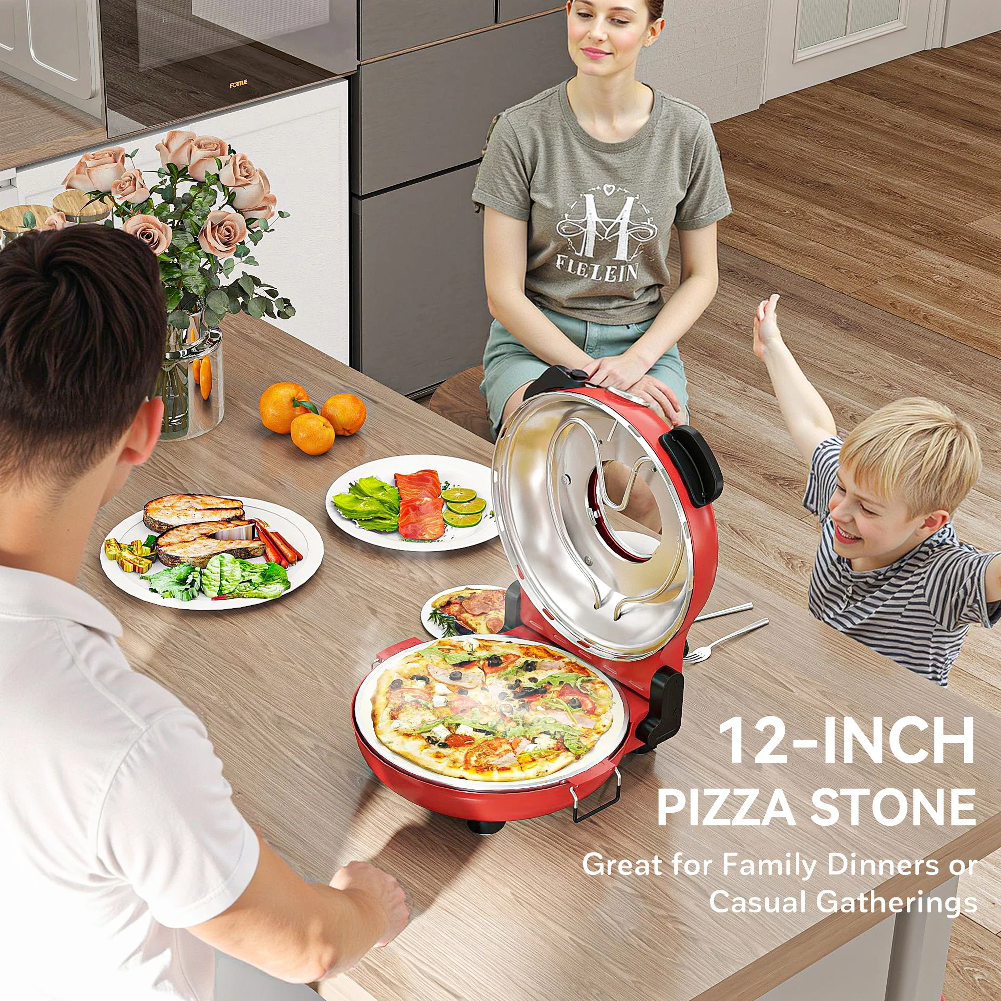 HOMCOM 1200W Pizza Oven, Pizza Maker, 5-Min Crisp, Dual Knob Control - Image 15
