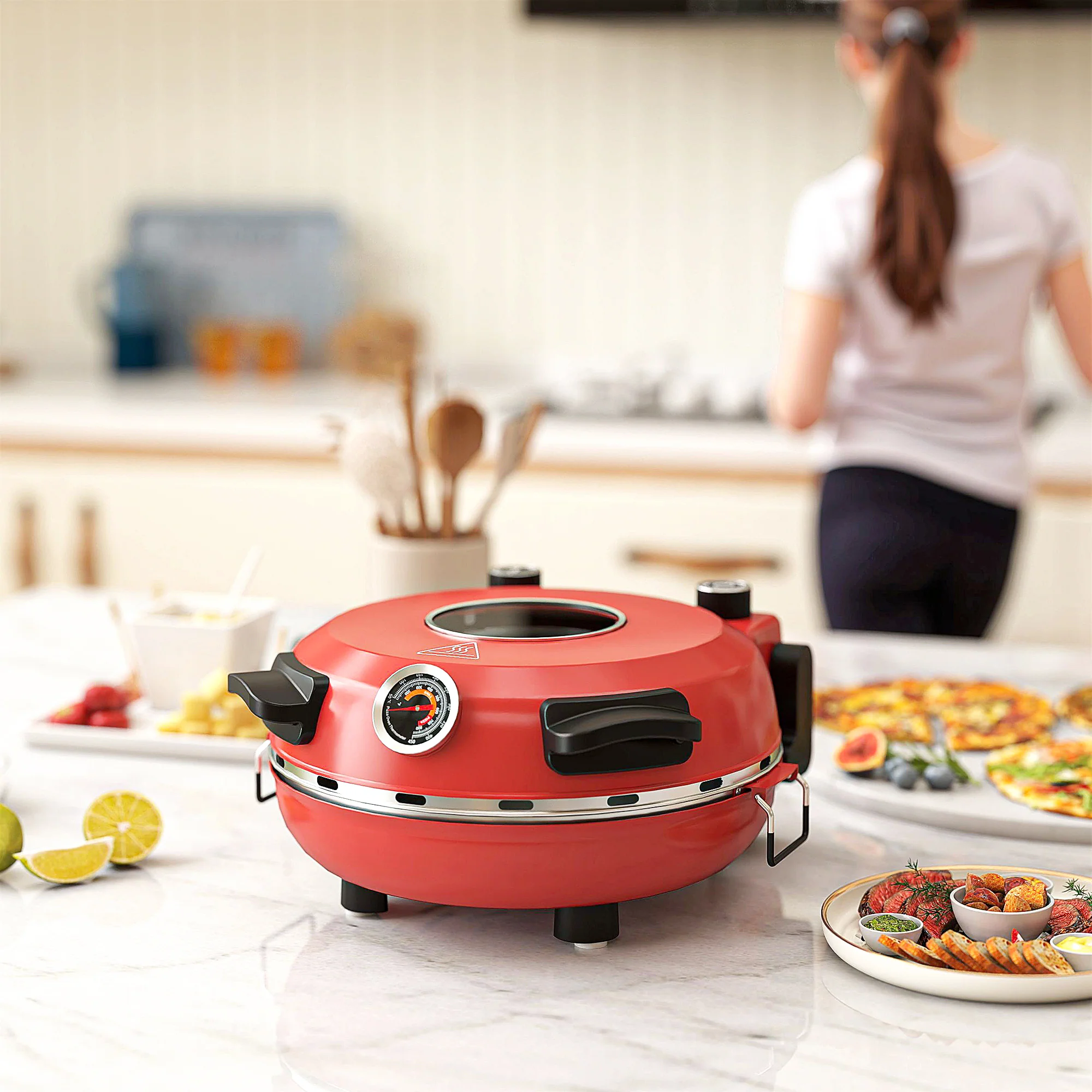HOMCOM 1200W Pizza Oven, Pizza Maker, 5-Min Crisp, Dual Knob Control - Image 17