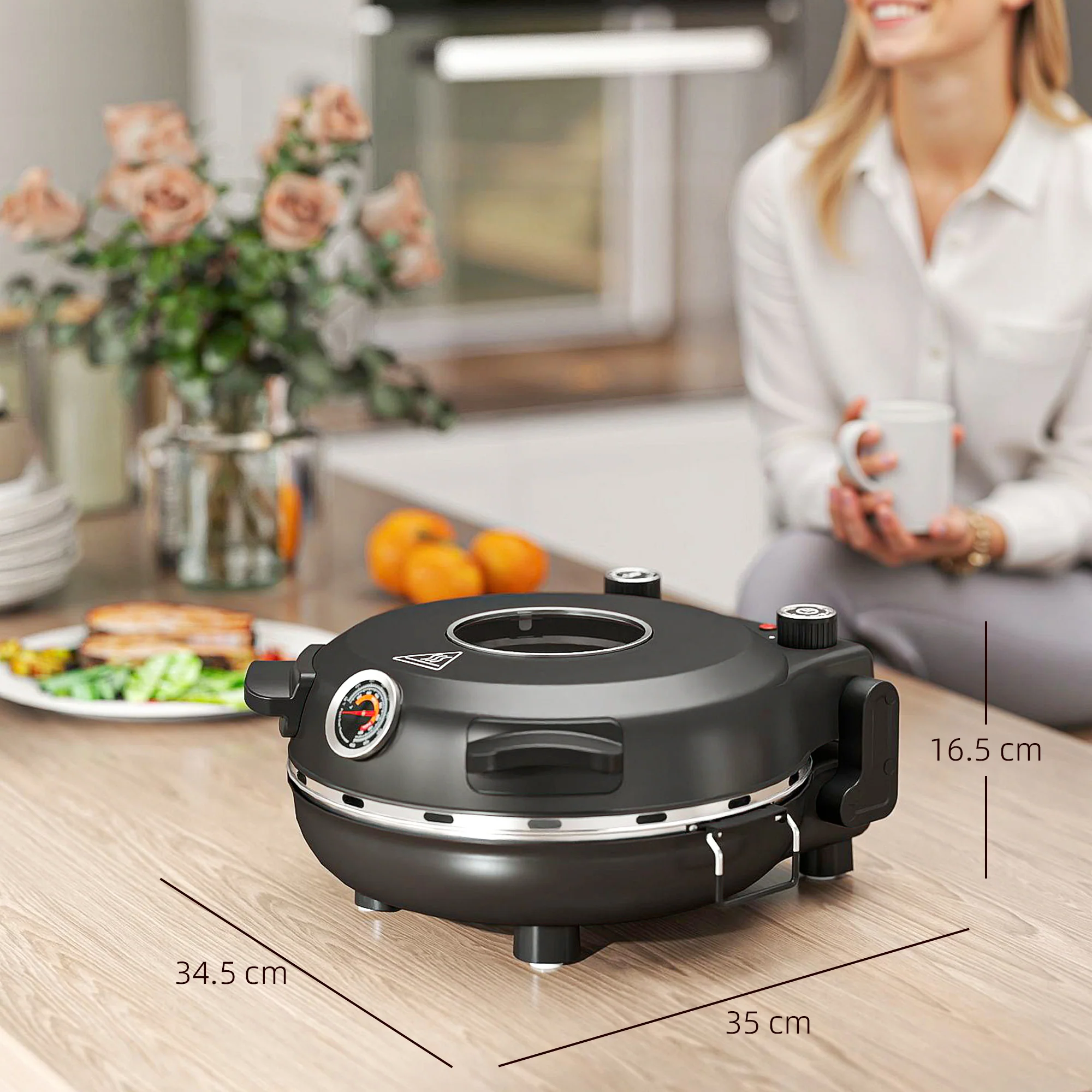 HOMCOM 1200W Pizza Oven, Pizza Maker, 5-Min Crisp, Dual Knob Control - Image 5