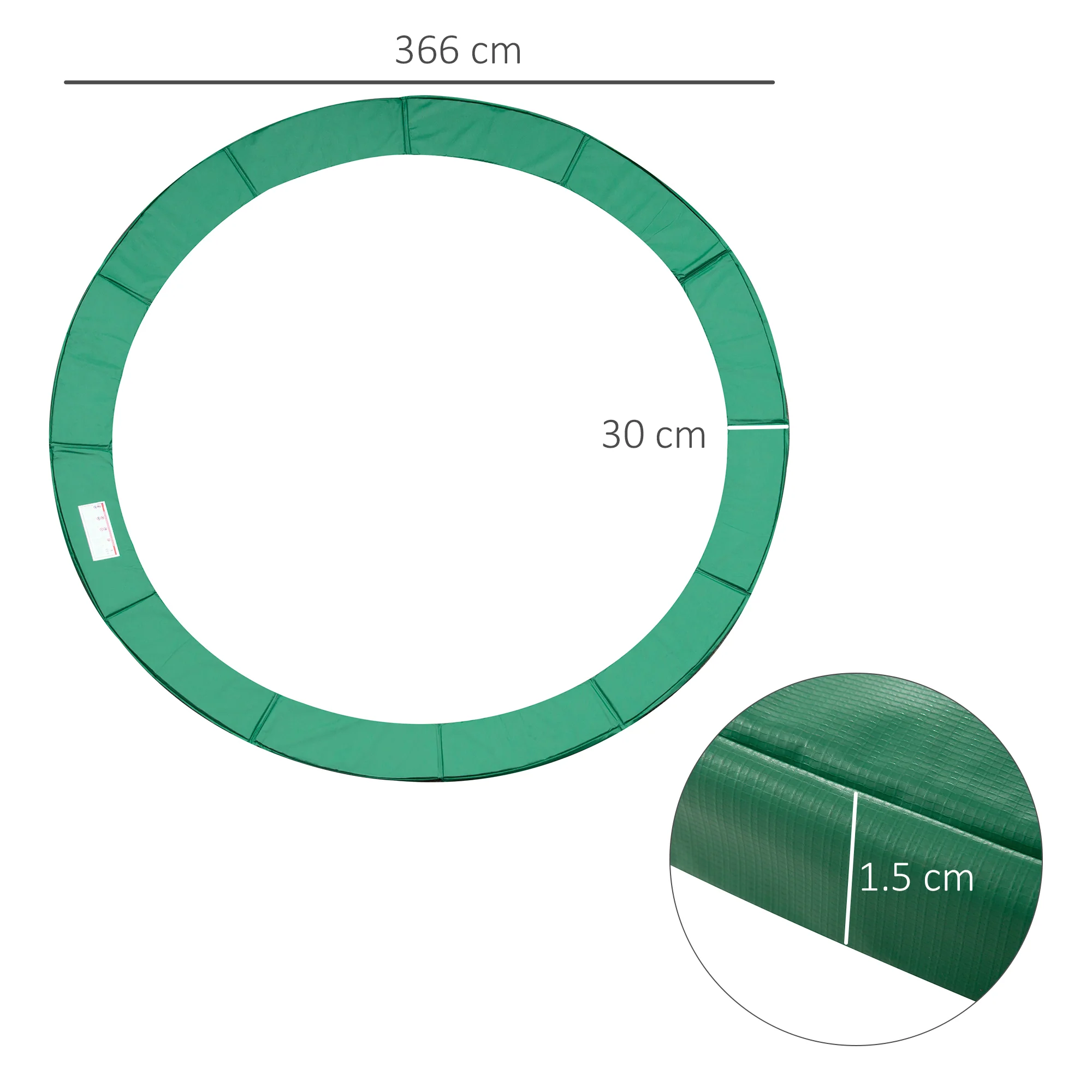 HOMCOM 12ft Trampoline Pad Surround Pad Thick Foam Replacement Spare Green - Image 5