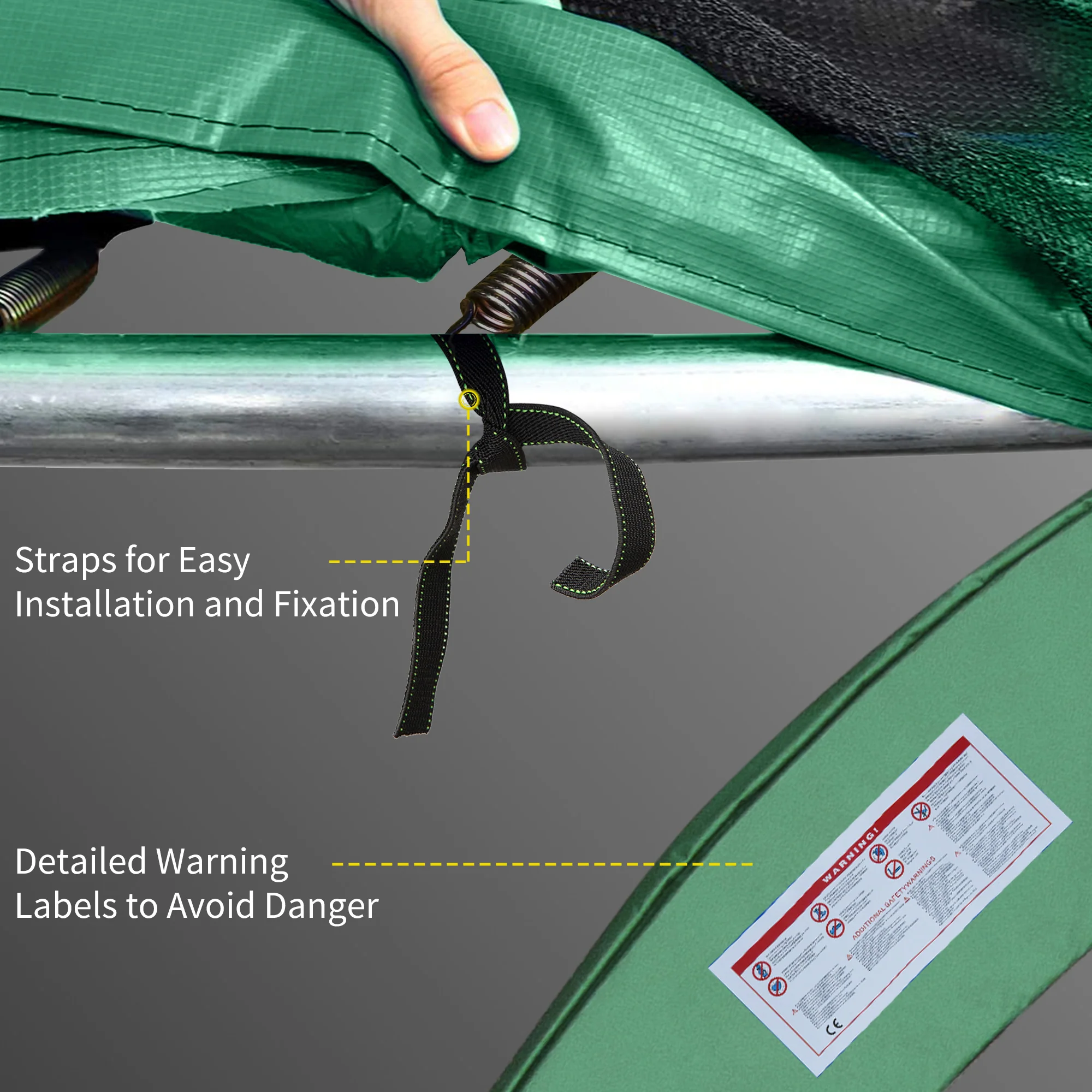 HOMCOM 12ft Trampoline Pad Surround Pad Thick Foam Replacement Spare Green - Image 6