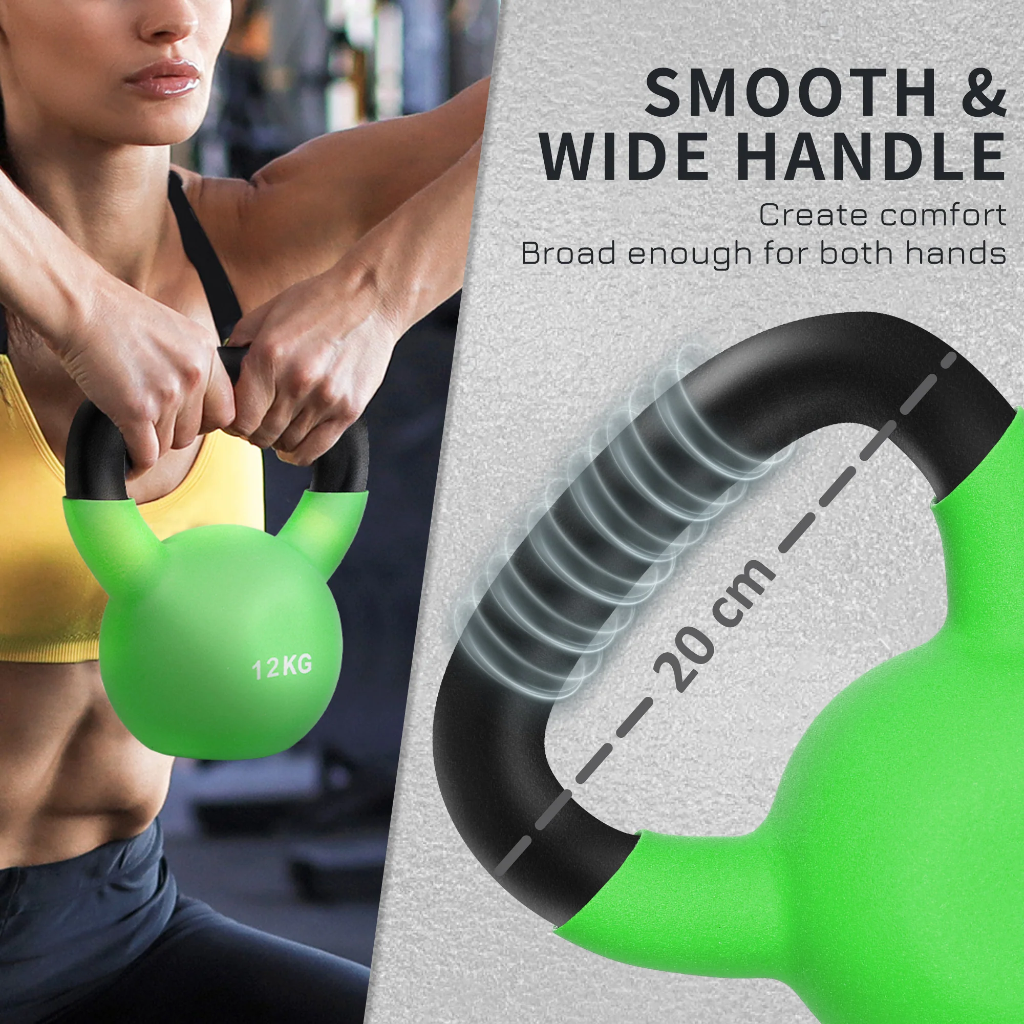 HOMCOM 12KG Kettlebell with Soft Body and Non-Slip Handle, Green - Image 3