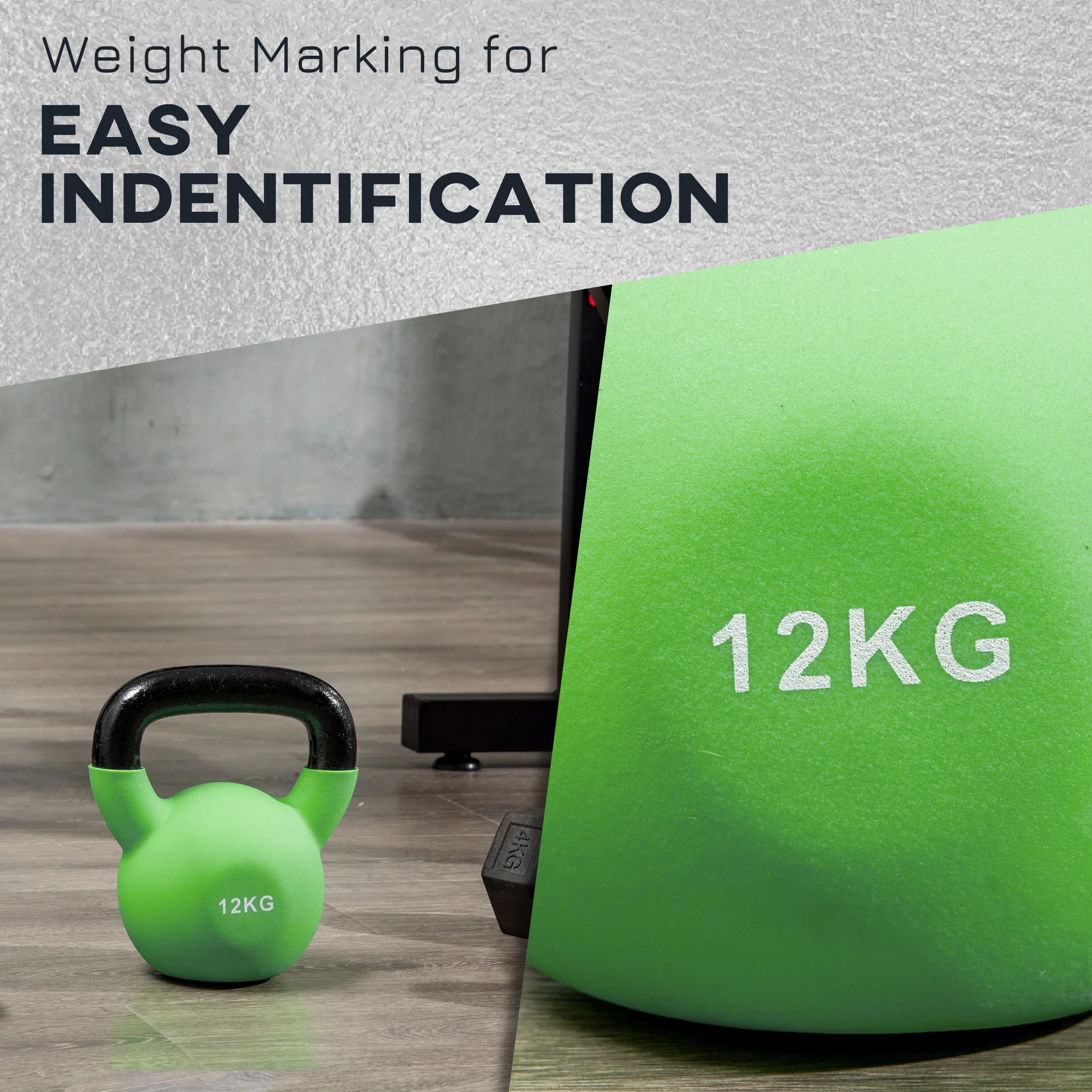 HOMCOM 12KG Kettlebell with Soft Body and Non-Slip Handle, Green - Image 4