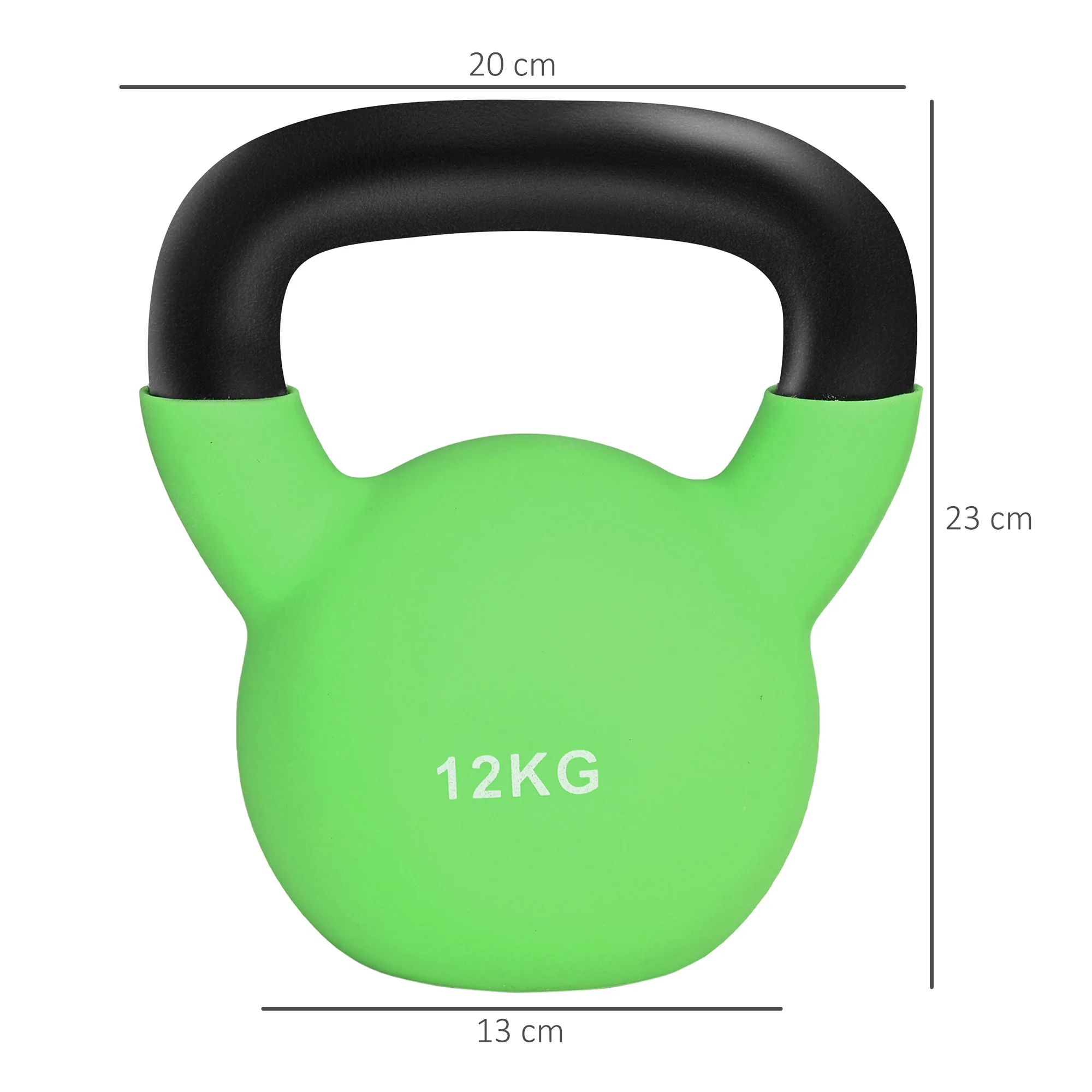 HOMCOM 12KG Kettlebell with Soft Body and Non-Slip Handle, Green - Image 5