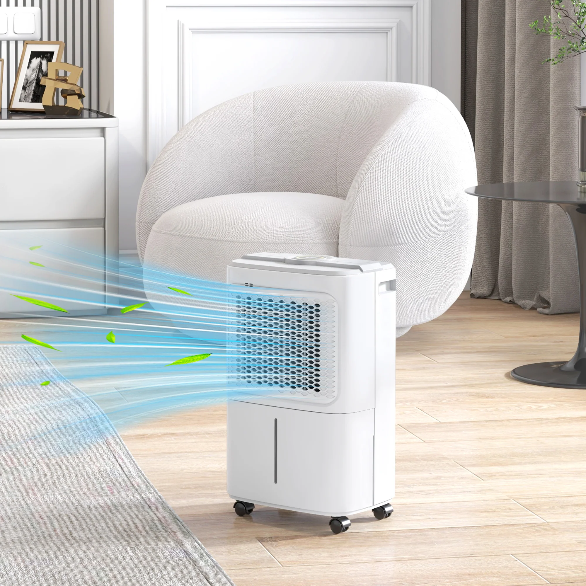 HOMCOM 12L/Day Small Dehumidifier for Home Damp, with Humidity Light - Image 2
