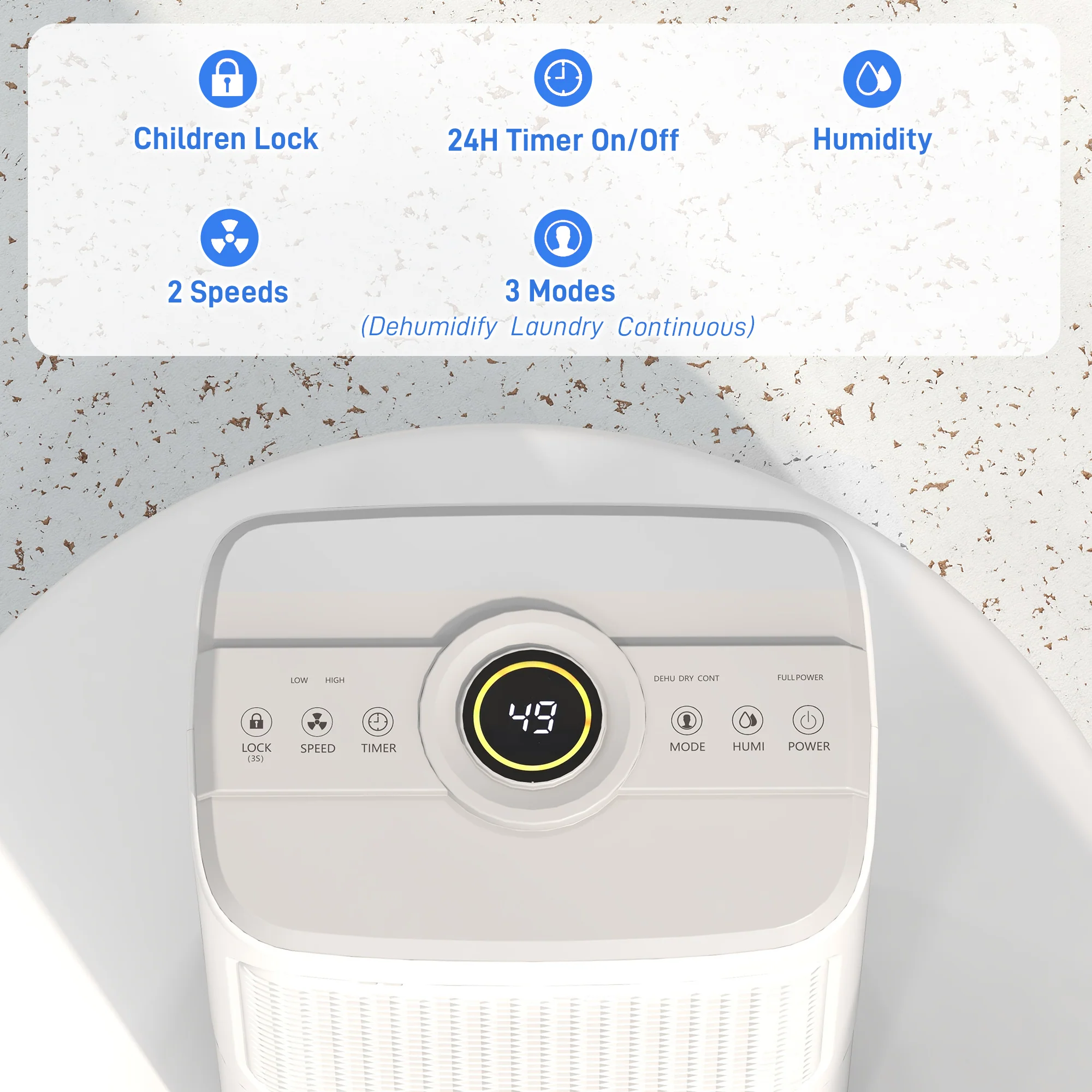HOMCOM 12L/Day Small Dehumidifier for Home Damp, with Humidity Light - Image 6