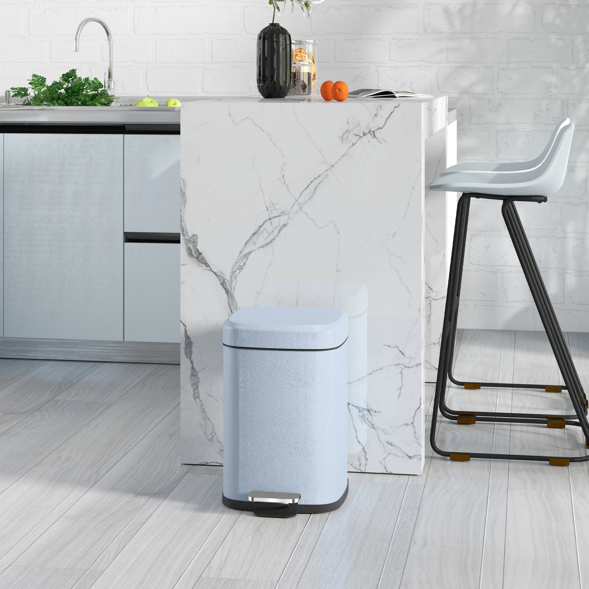 HOMCOM 12L Kitchen Pedal Bin, Metal Rubbish Bin with Soft-close Lid - Image 11
