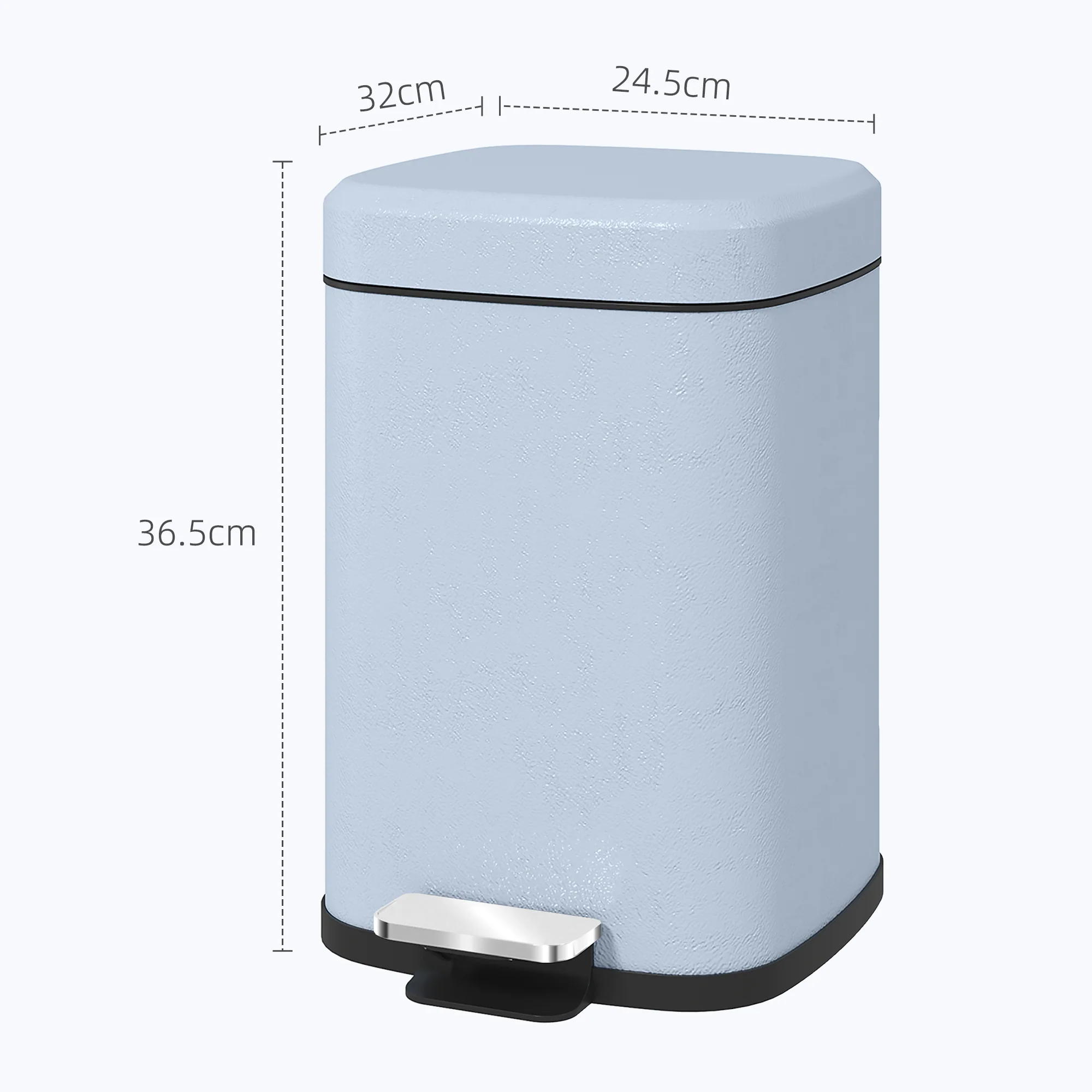HOMCOM 12L Kitchen Pedal Bin, Metal Rubbish Bin with Soft-close Lid - Image 14